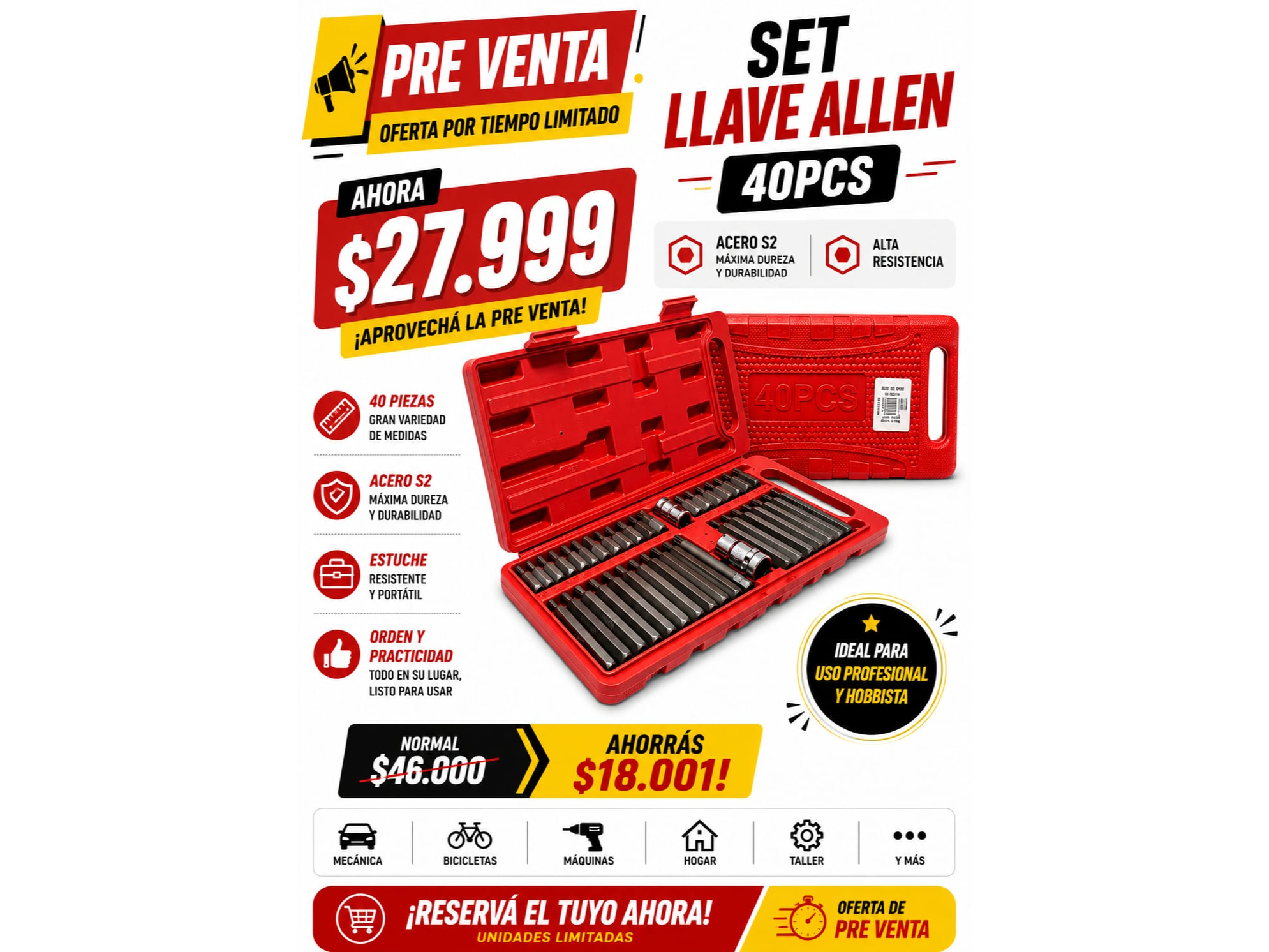 SET LLAVE ALLEN 40 PCS