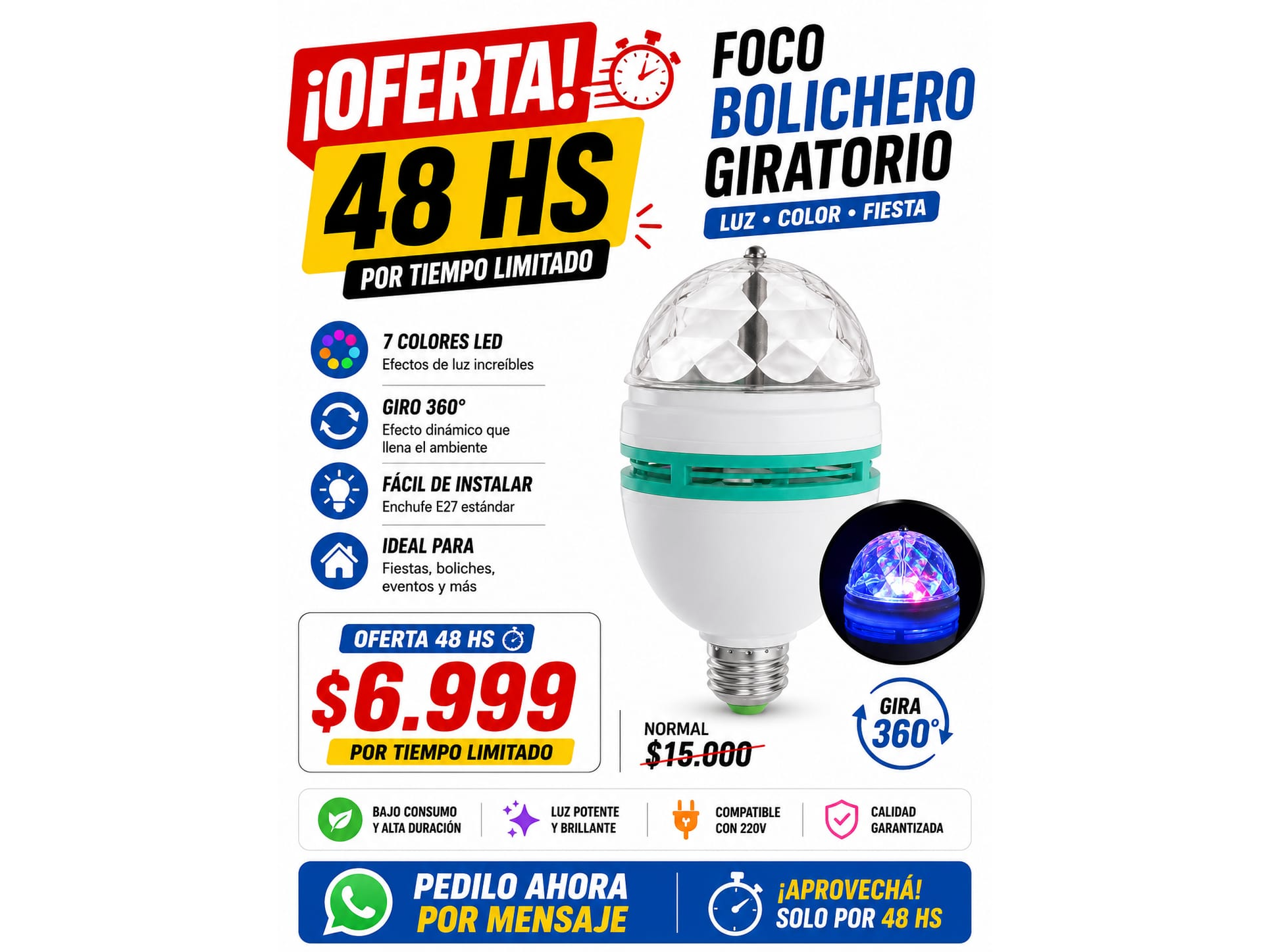FOCO BOLICHERO GIRATORIO