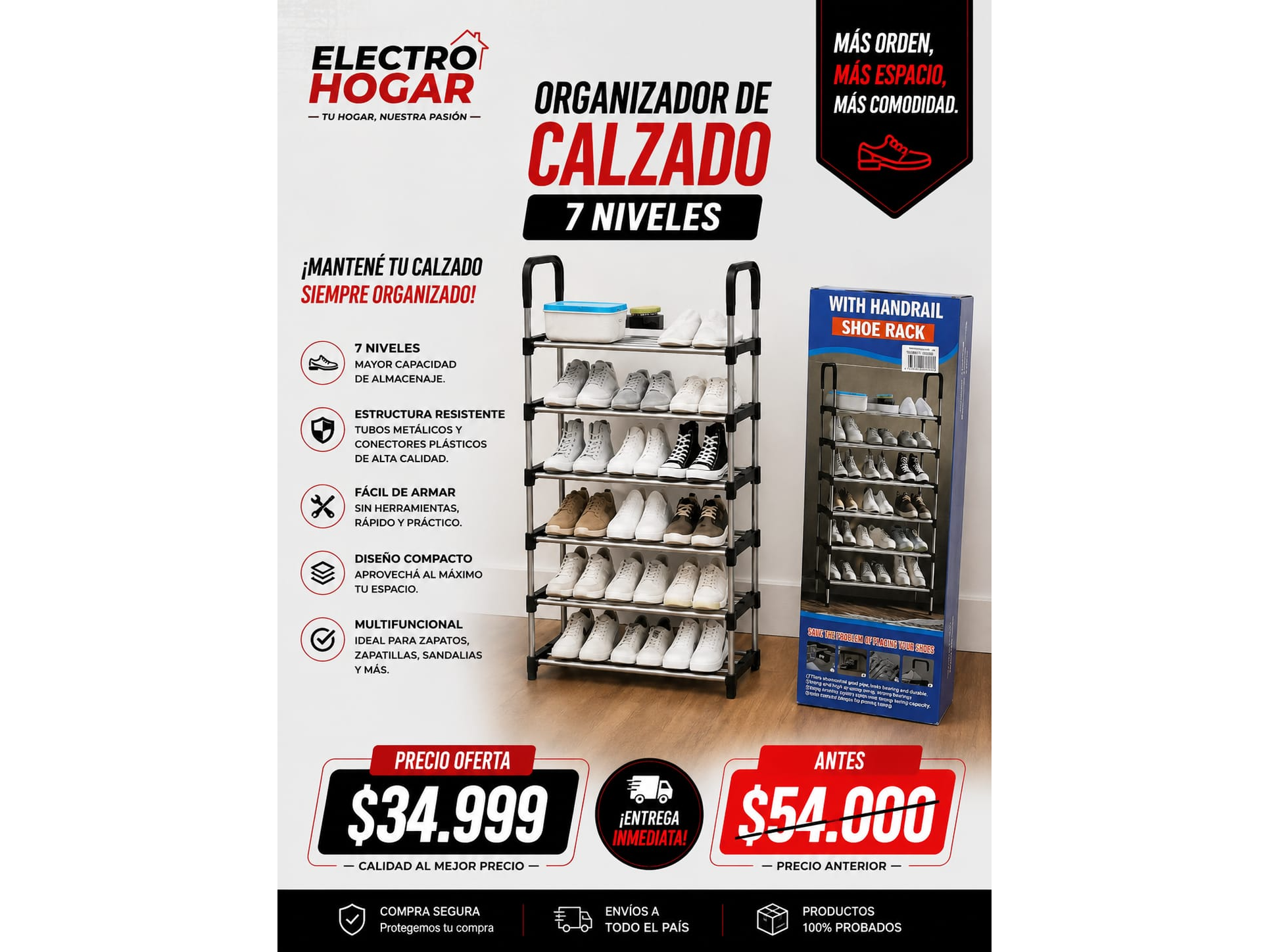 ORGANIZADOR DE CALZADO 7 NIVELES