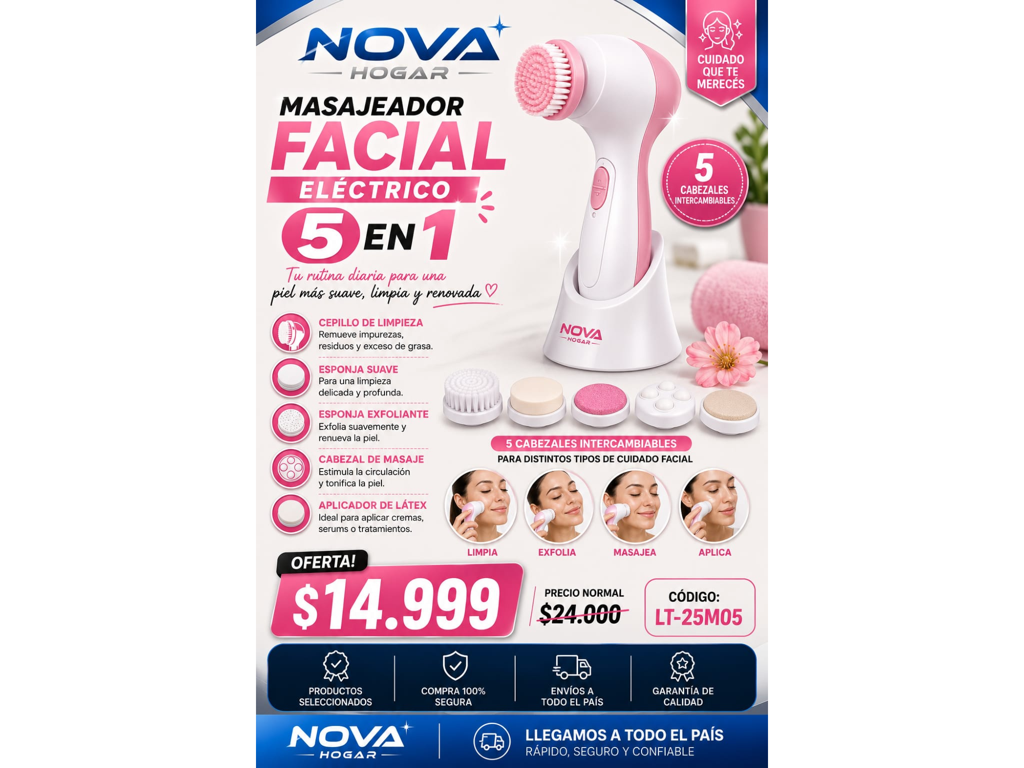 MASAJEADOR FACIAL ELECTRICO 5 EN 1(COD:LT:25M05)