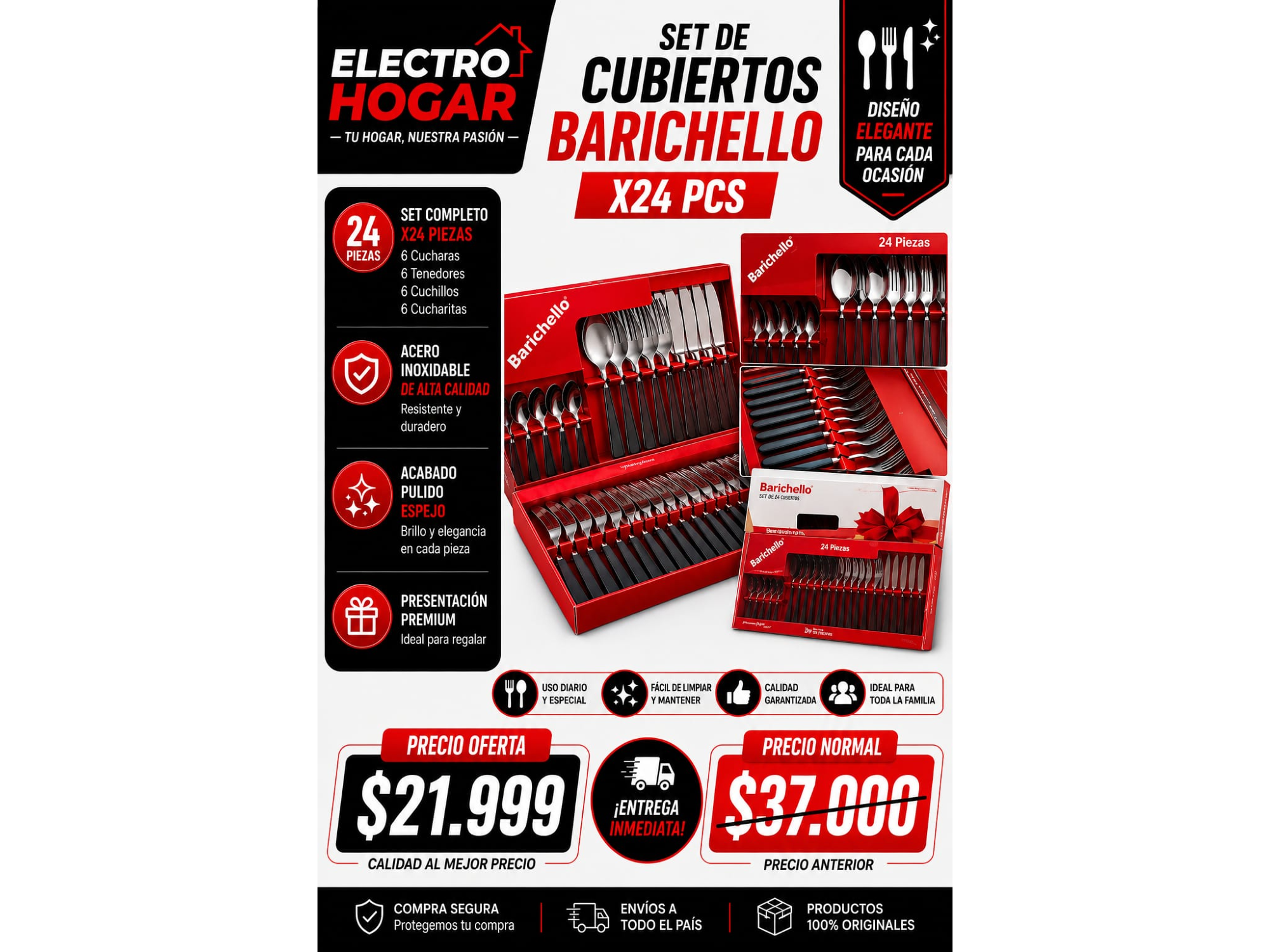SET DE CUBIERTOS BARICHELLO X24 PCS