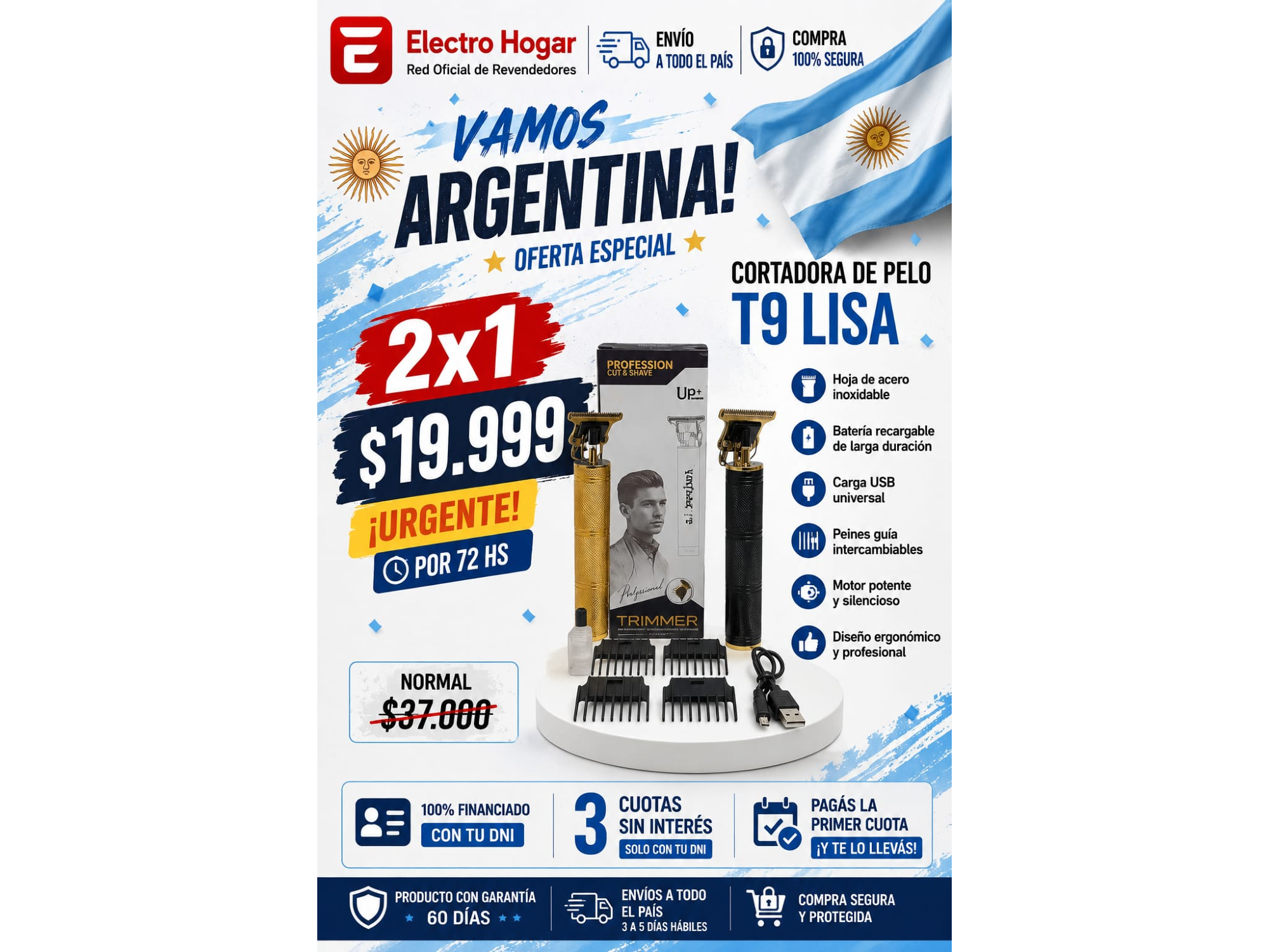 2x1 CORTADORA DE PELO T9 LISA