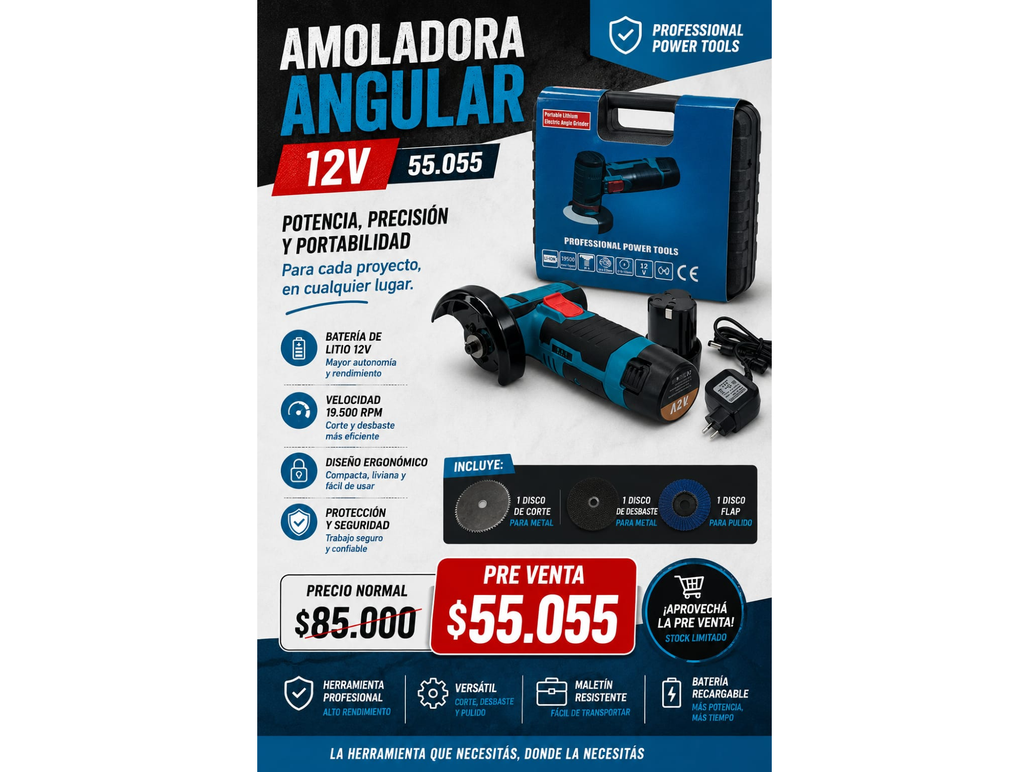 AMOLADORA ANGULAR 12V