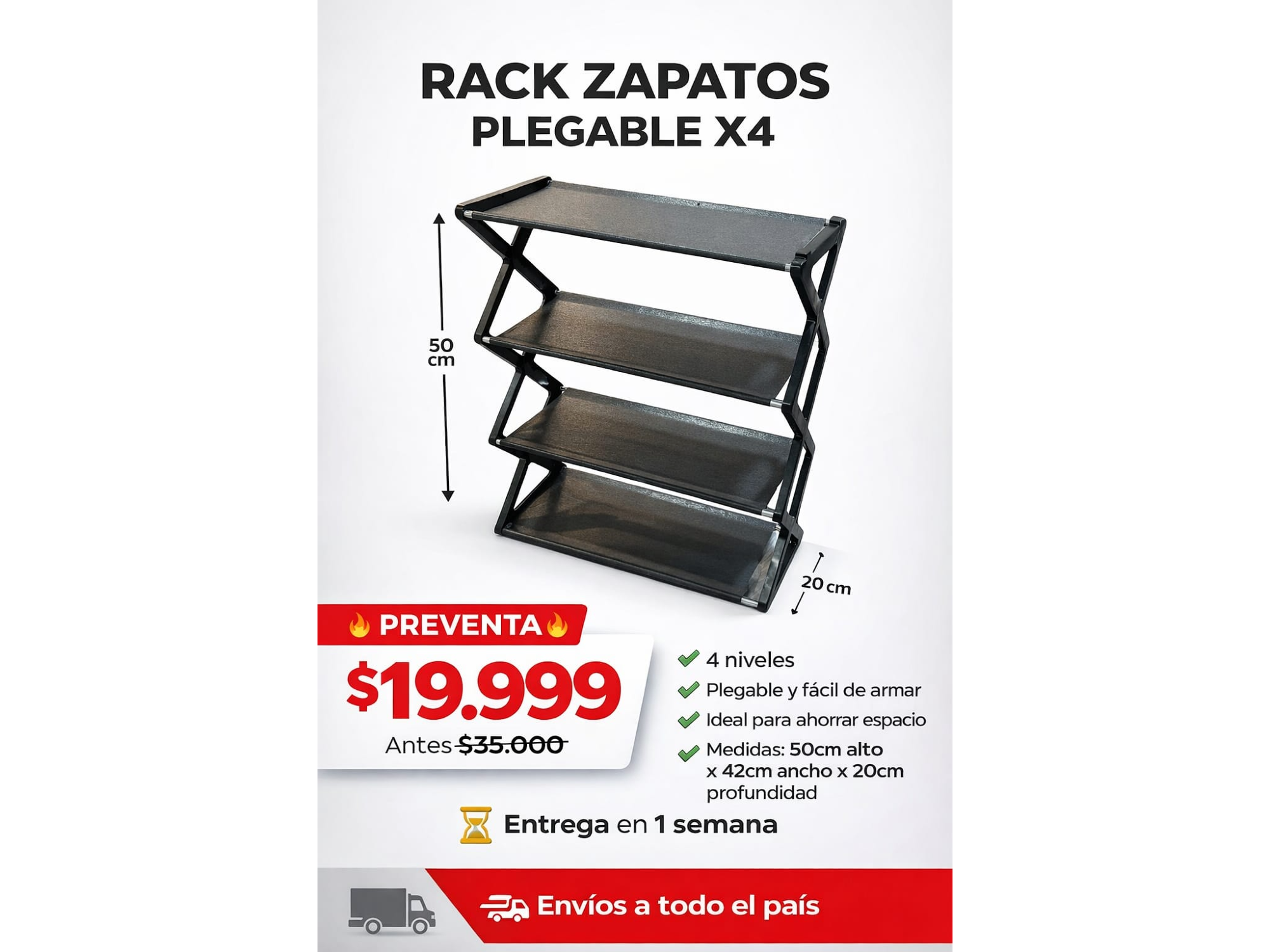 RACK ZAPATOS PLEGABLE X4