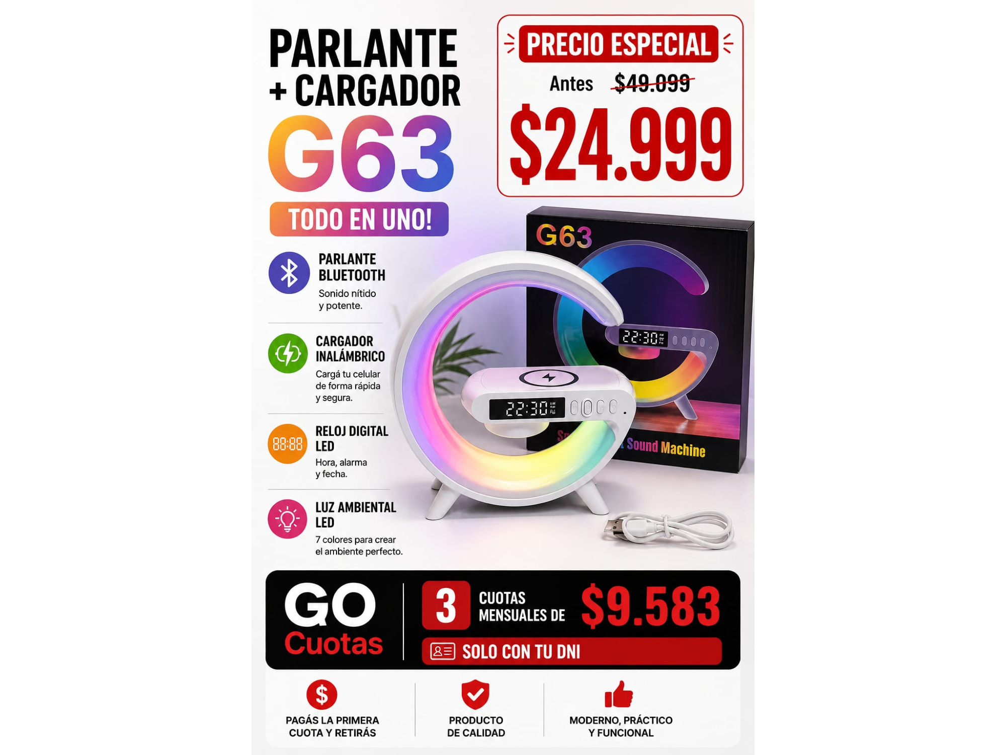 PARLANTE +CARGADOR G63