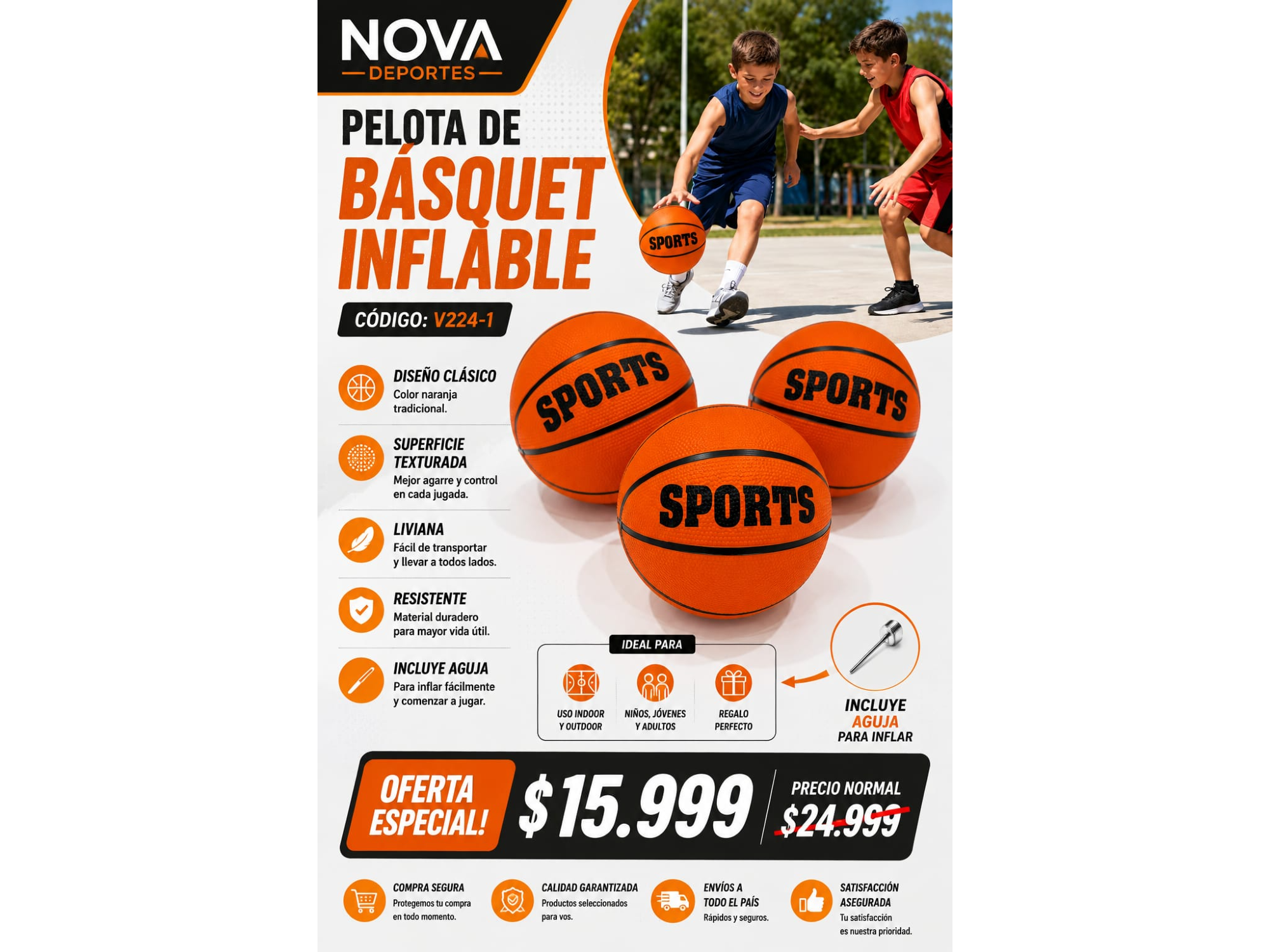PELOTA DE BASQUET  INFLABLE(COD:V224-1)