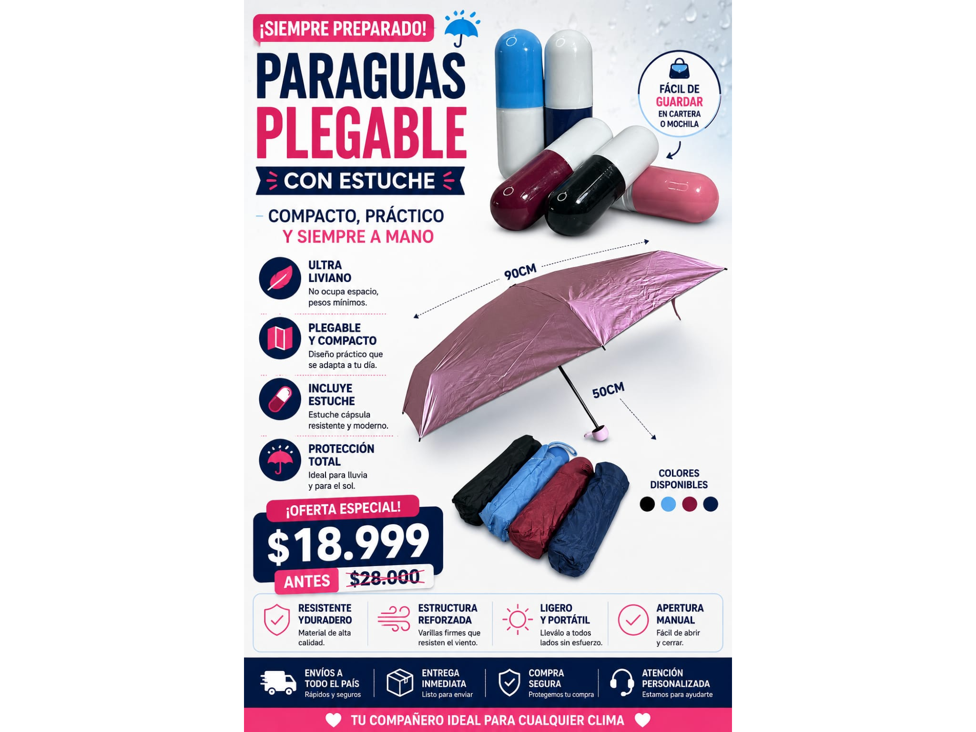 PARAGUAS PLEGABLE CON ESTUCHE