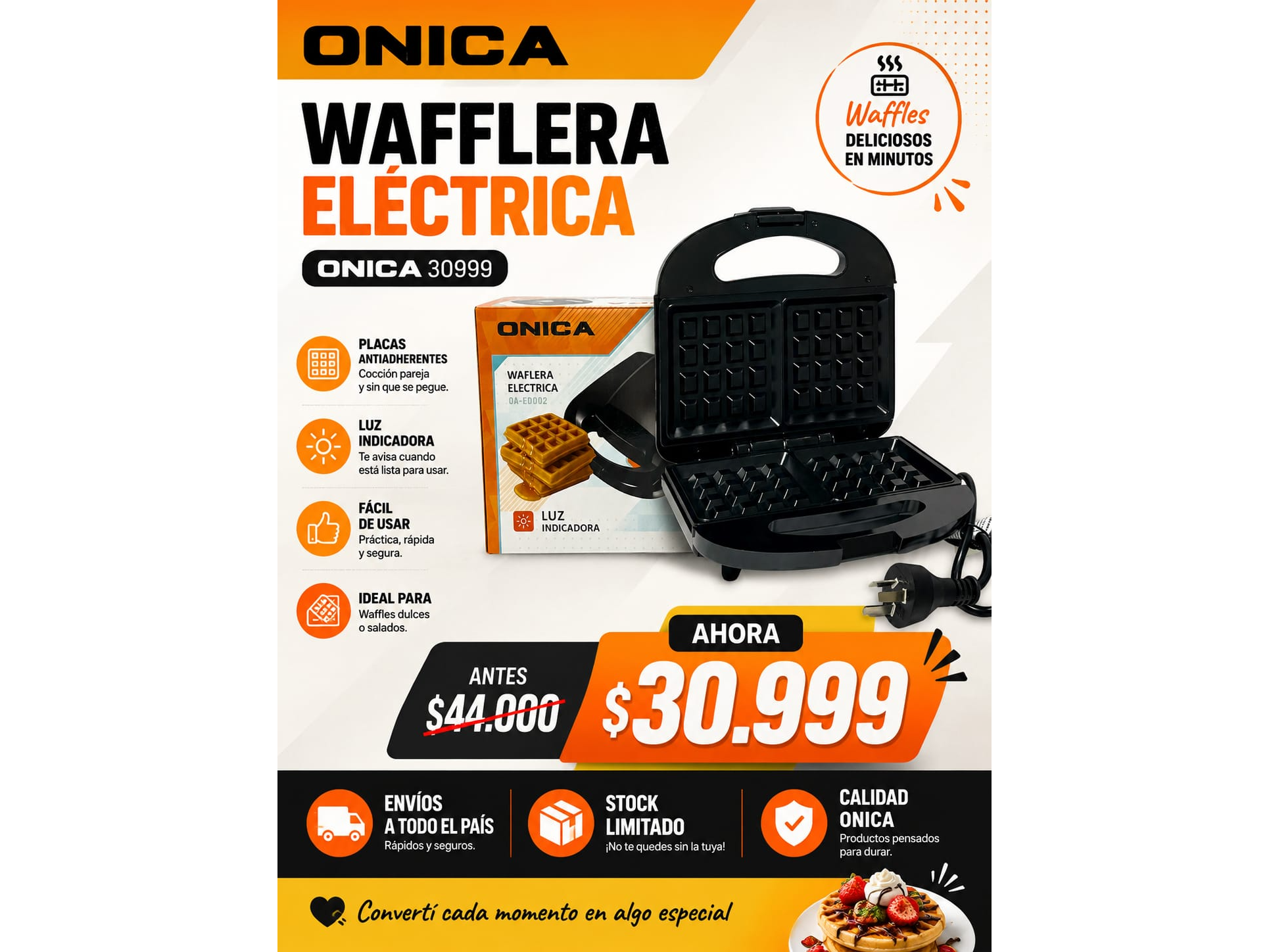 WAFFLERA ELECTRICA ONICA (30999)