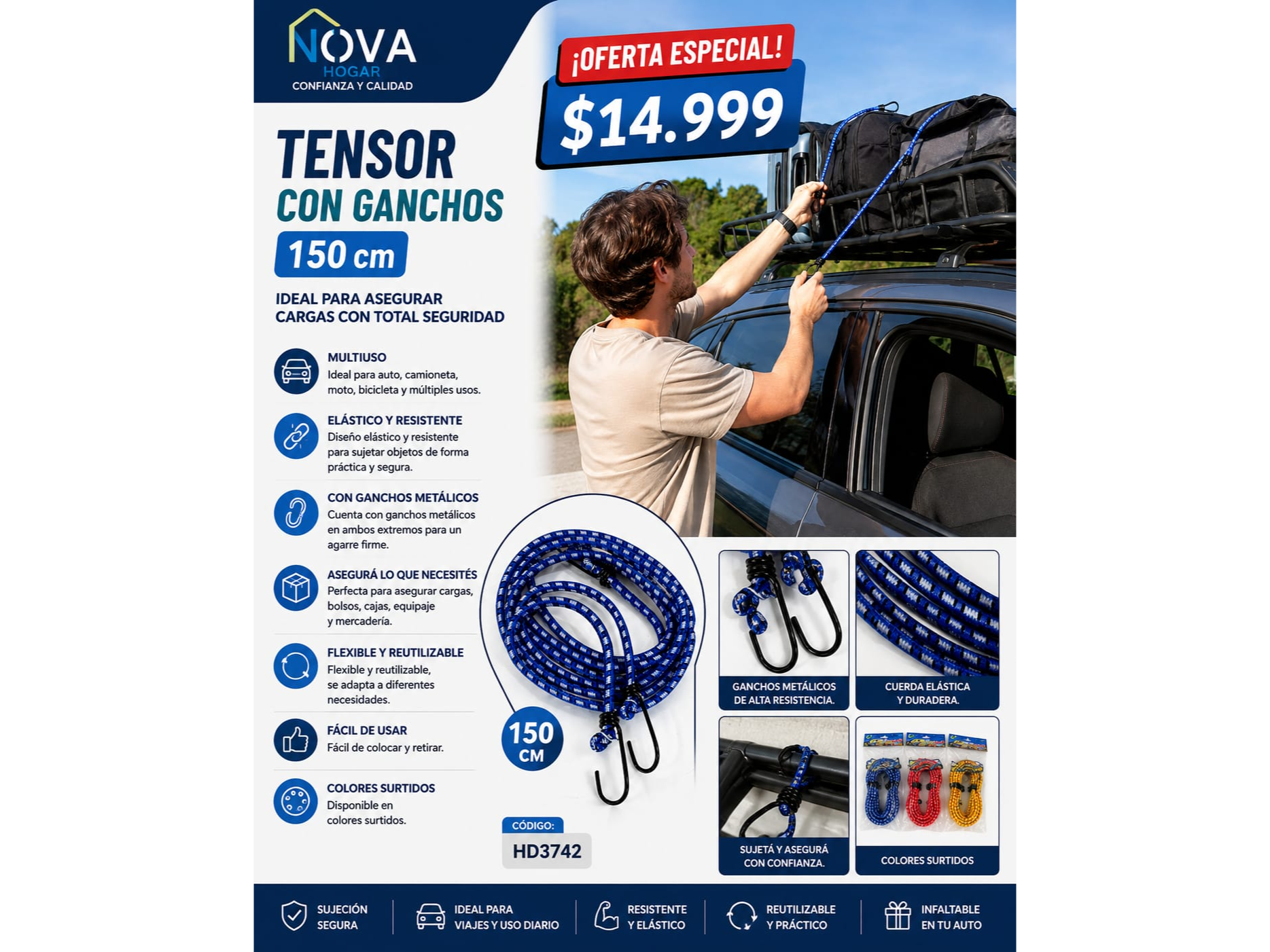 TENSOR CON GANCHOS 150CM(COD:HD3742)