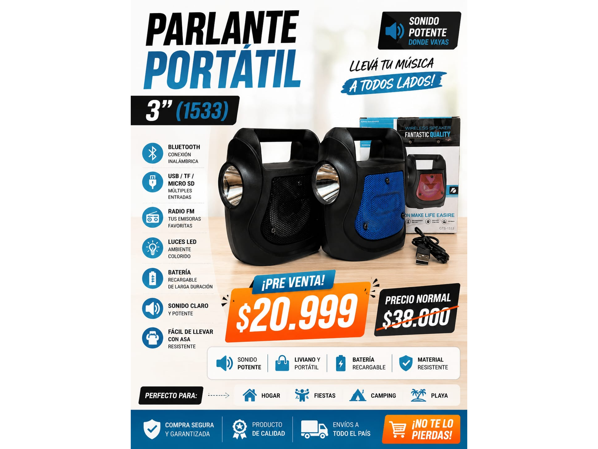 PARLANTE PORTATIL 3"(1533)