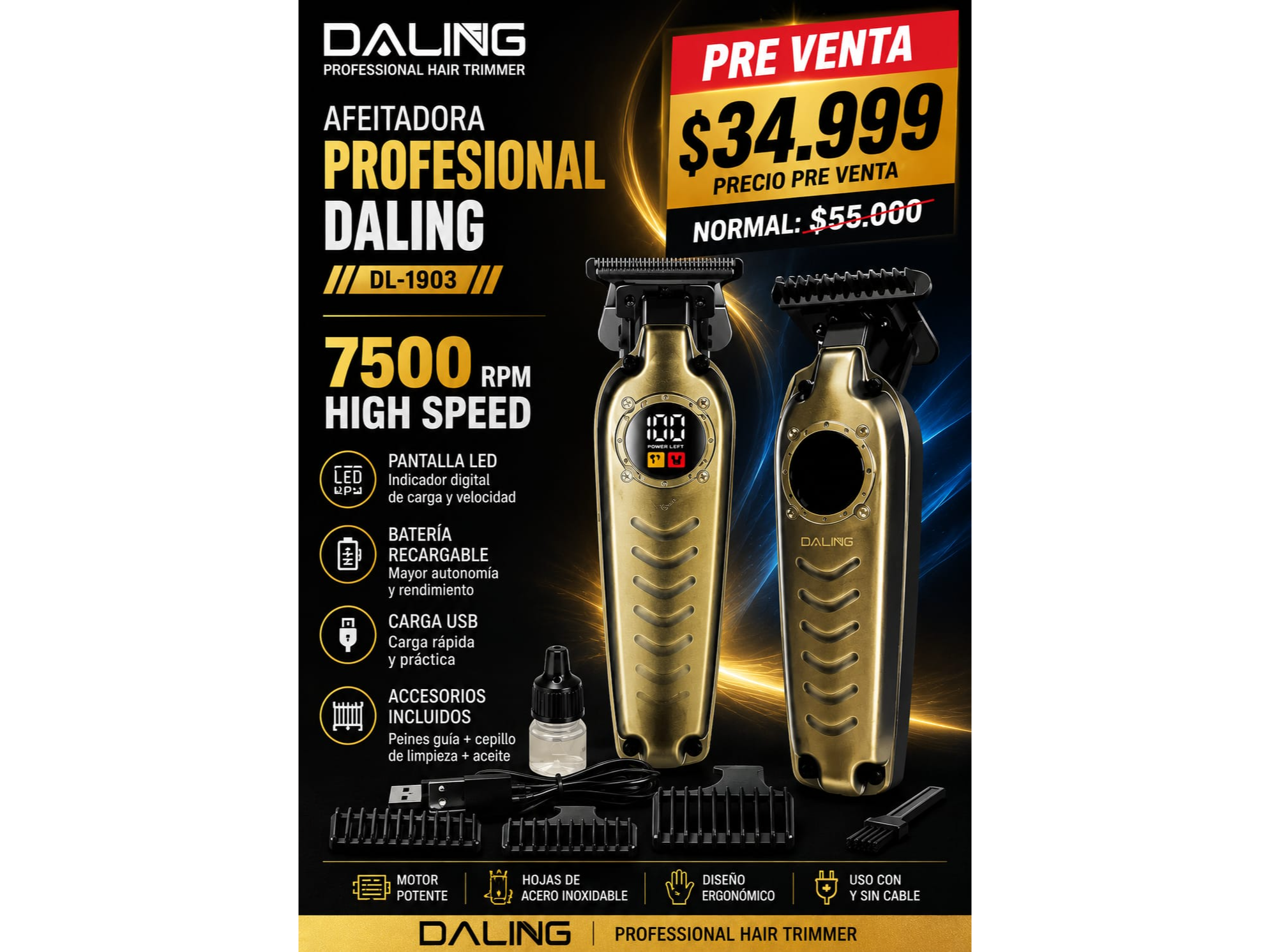 AFEITADORA PROFESIONAL DALING (DL-1903)