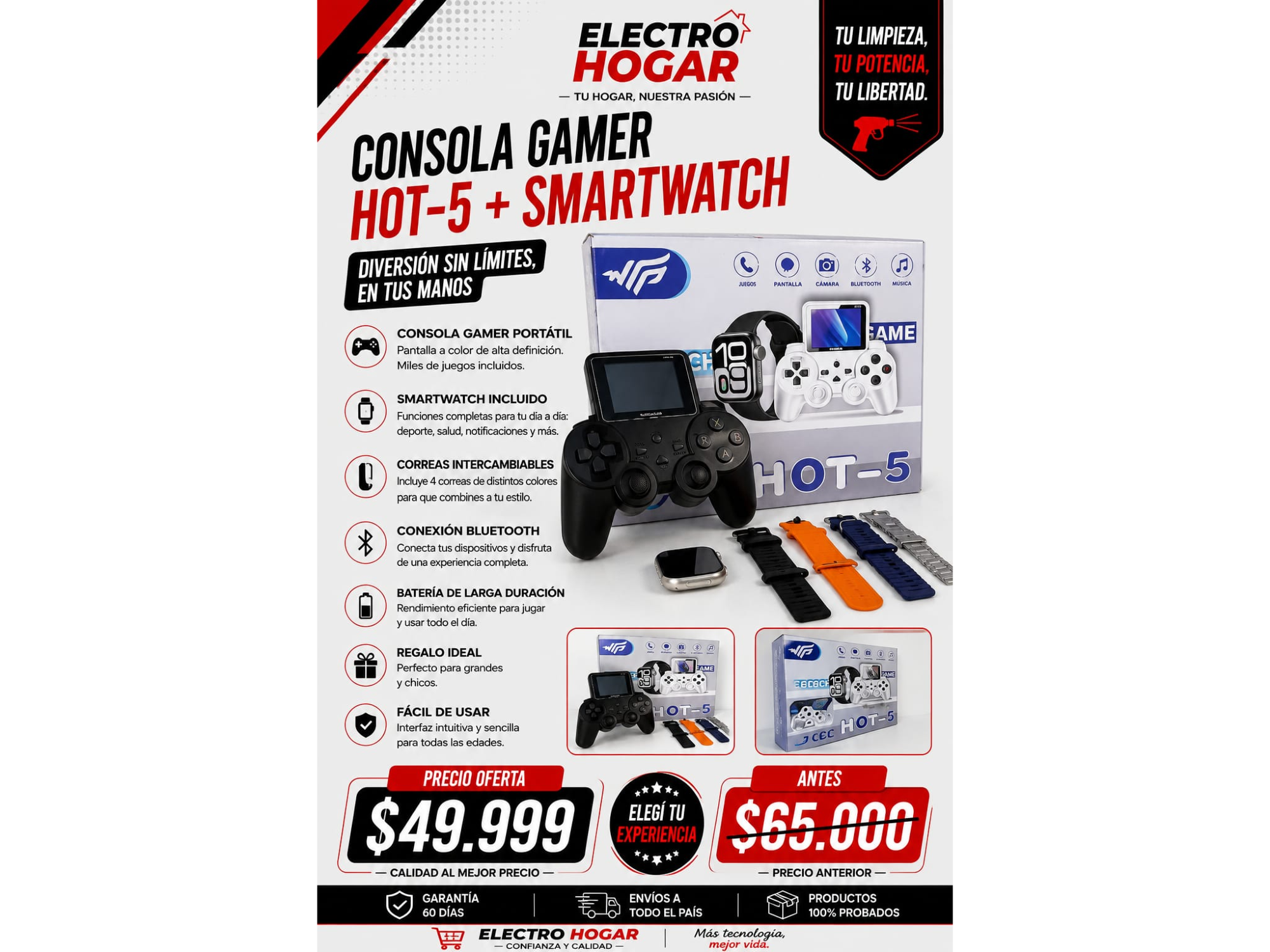 CONSOLA GAME HOT-5+SMARTWATCH