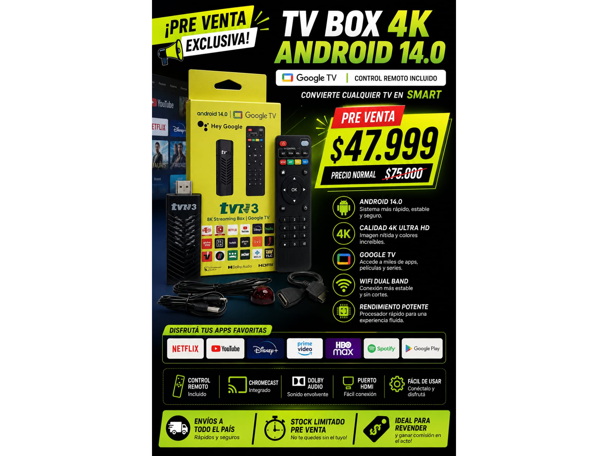 TV BOX 4K ANDROID 14.0