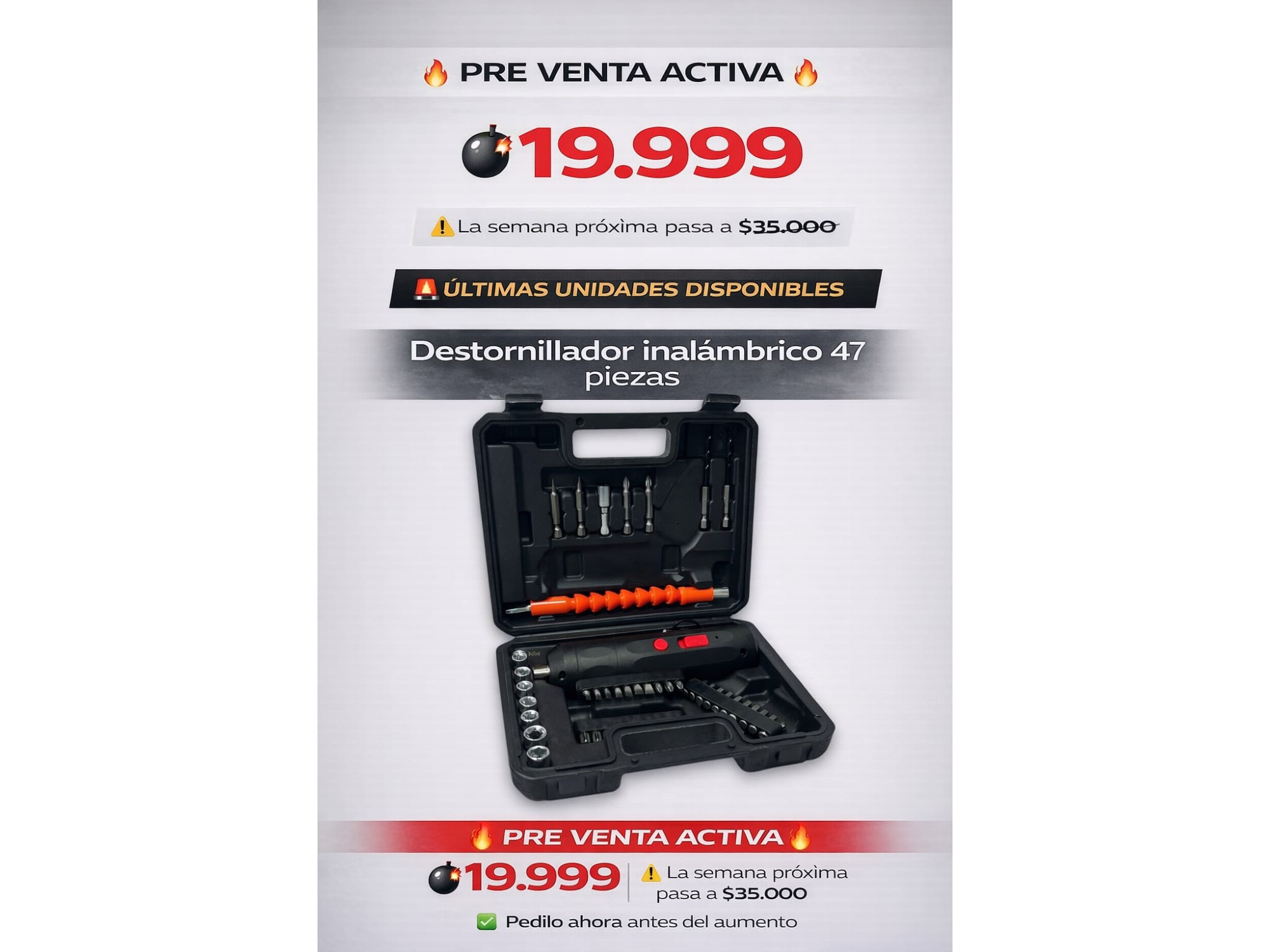 DESTORNILLADOR INALAMBRICO 47 PIEZAS