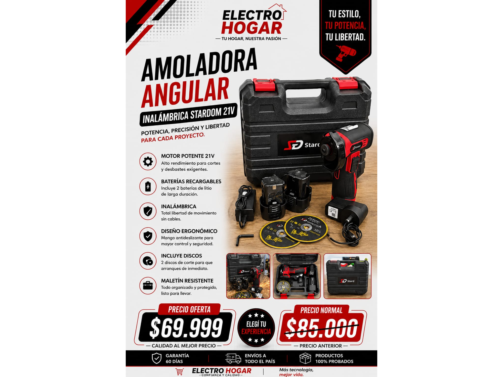 AMOLADORA ANGULAR INALAMBRICA STARDOM 21V