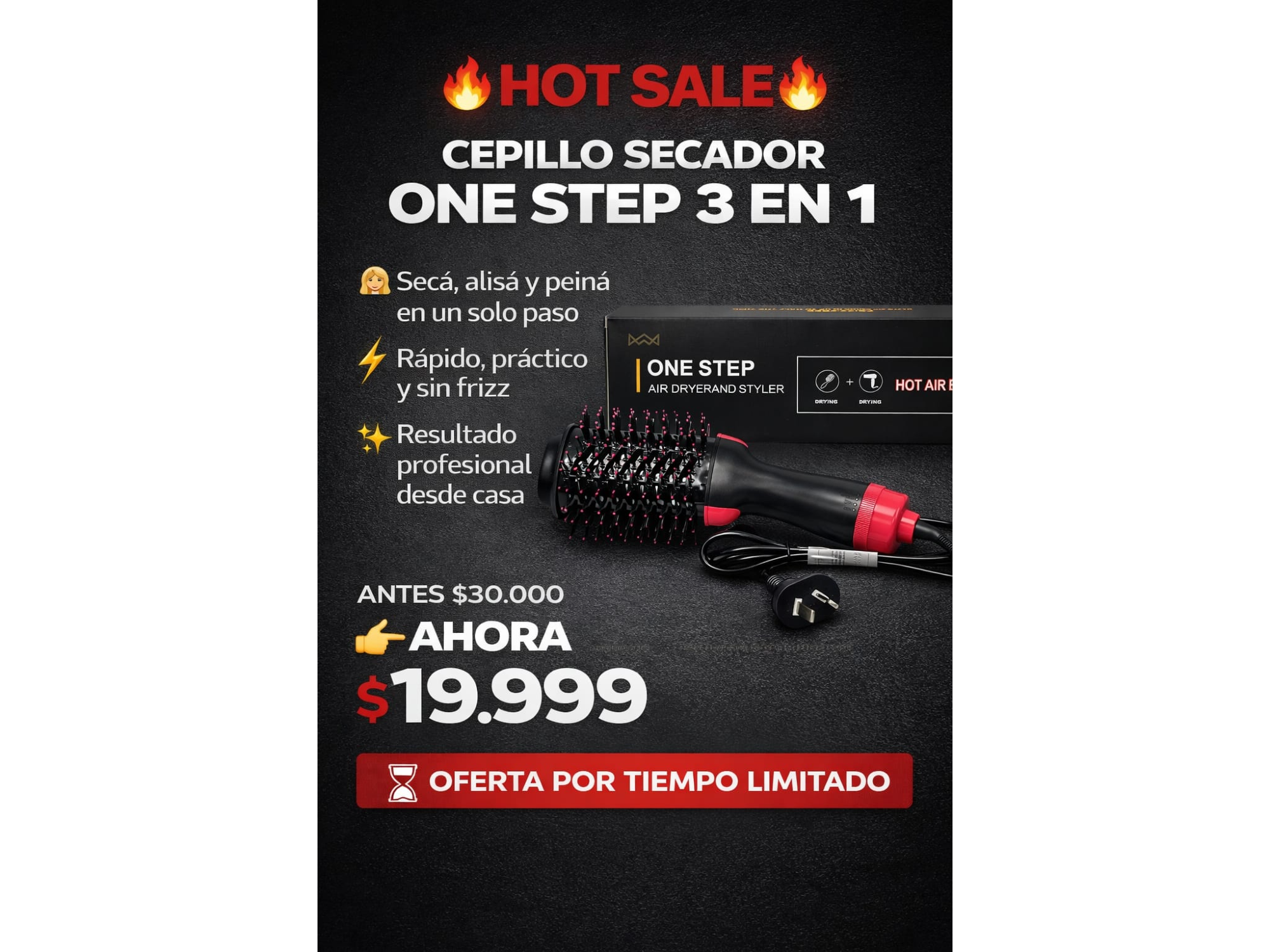 CEPILLO SECADOR  ONE STEP 3 EN 1