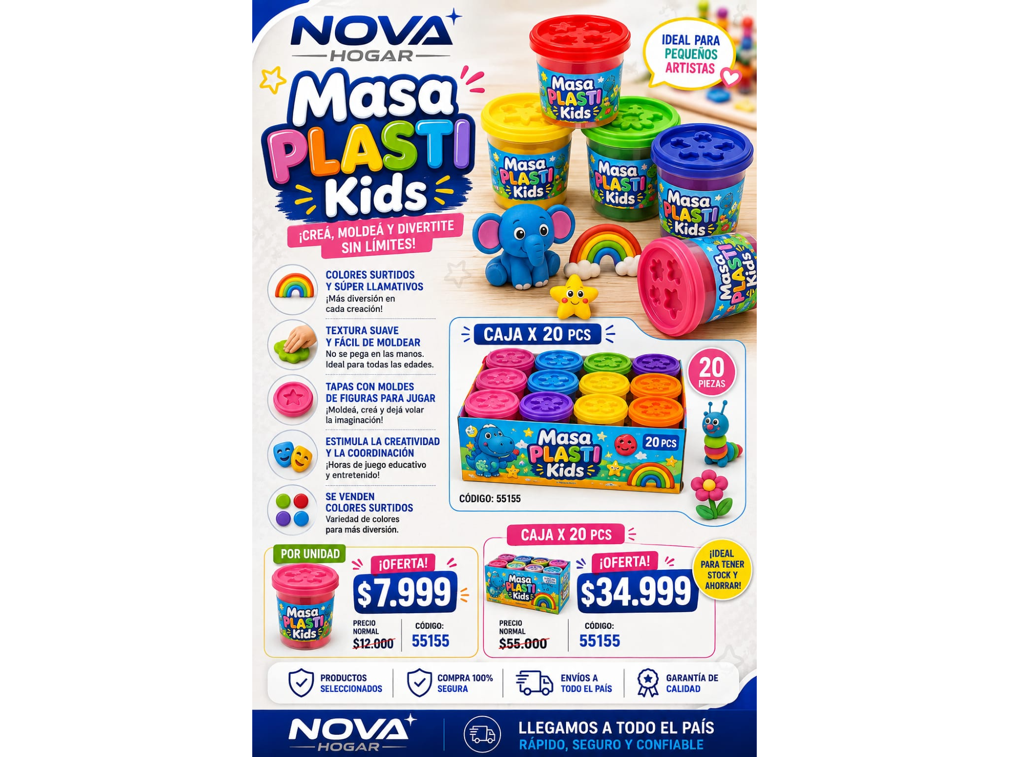 MASA PLASTI KIDS CAJA POR 20 PCS