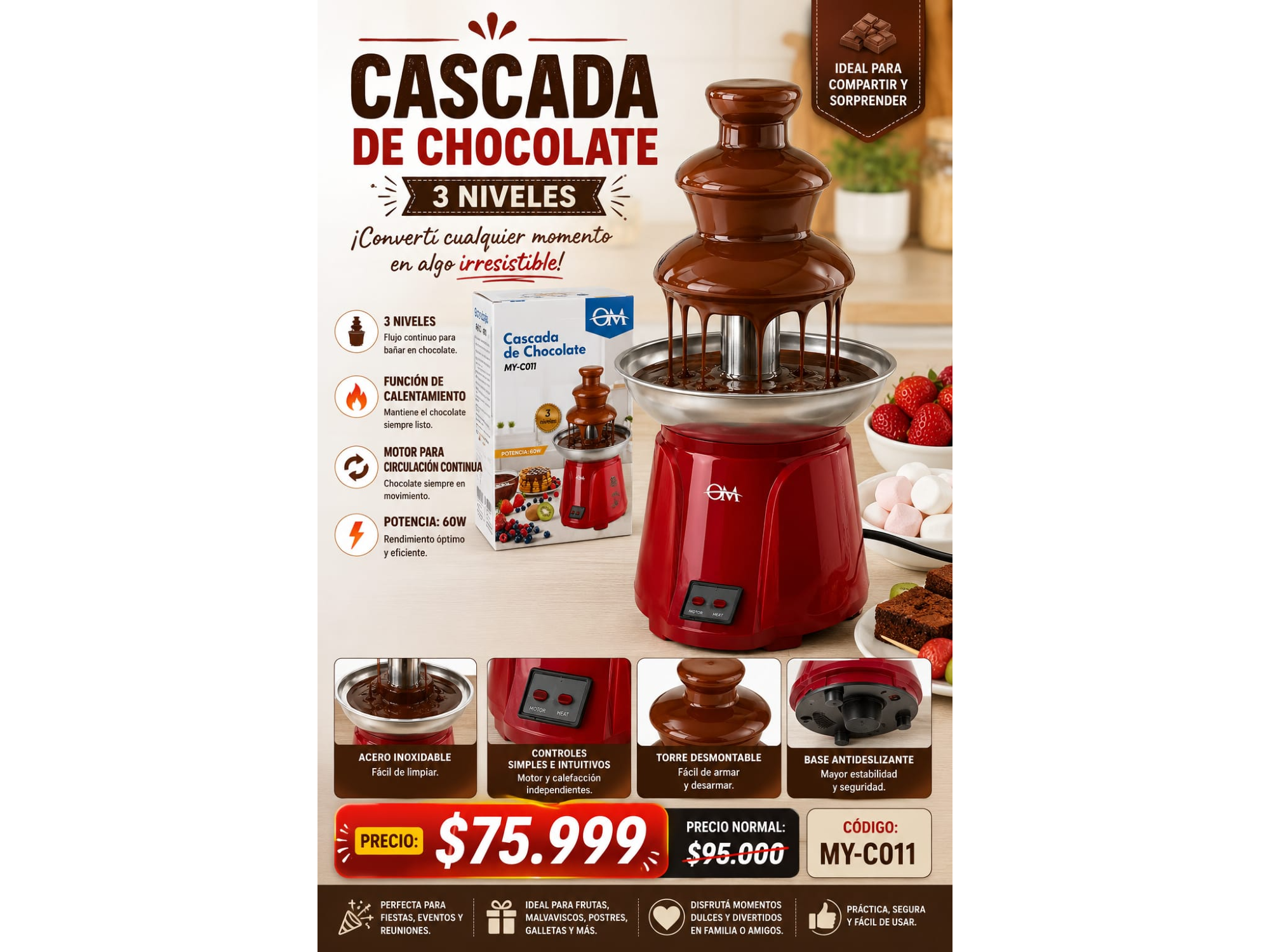 CASCADA DE CHOCOLATE 3 NIVELES (COD:MY-C011)
