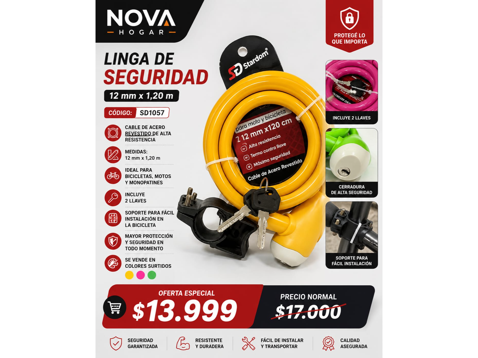 LINGA DE SEGURIDAD 12MM X1,20M