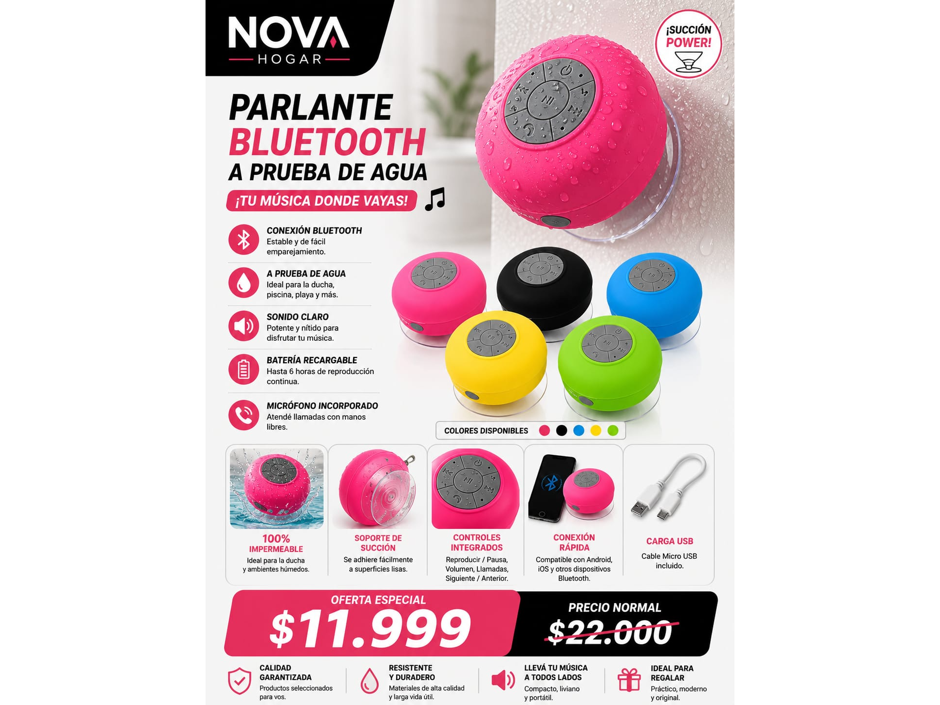 PARLANTE BLUETOOTH A PRUEBA DE AGUA