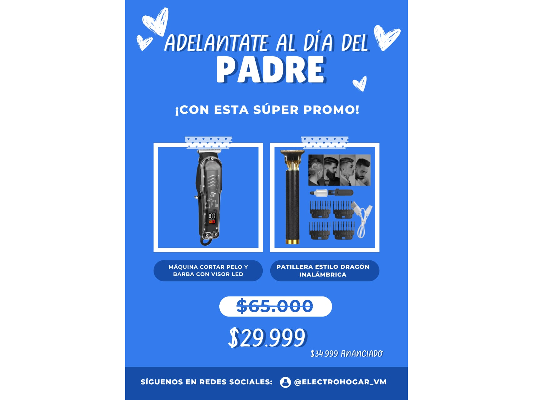 COMBO MAQUINA CORTAR PELO Y BARBA CON VISOR LED COLORES+ PATILLERA ESTILO DRAGÓN