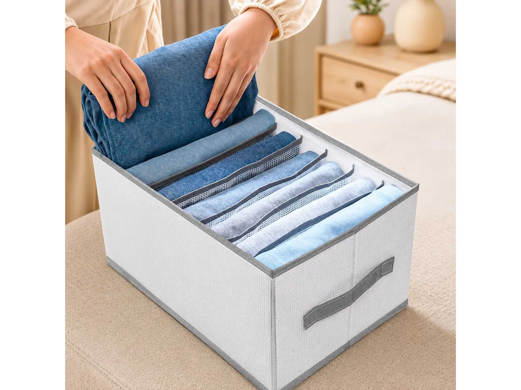 ORGANIZADOR DE ROPA  7 COMPARTIMIENTOS CON  DISEÑO