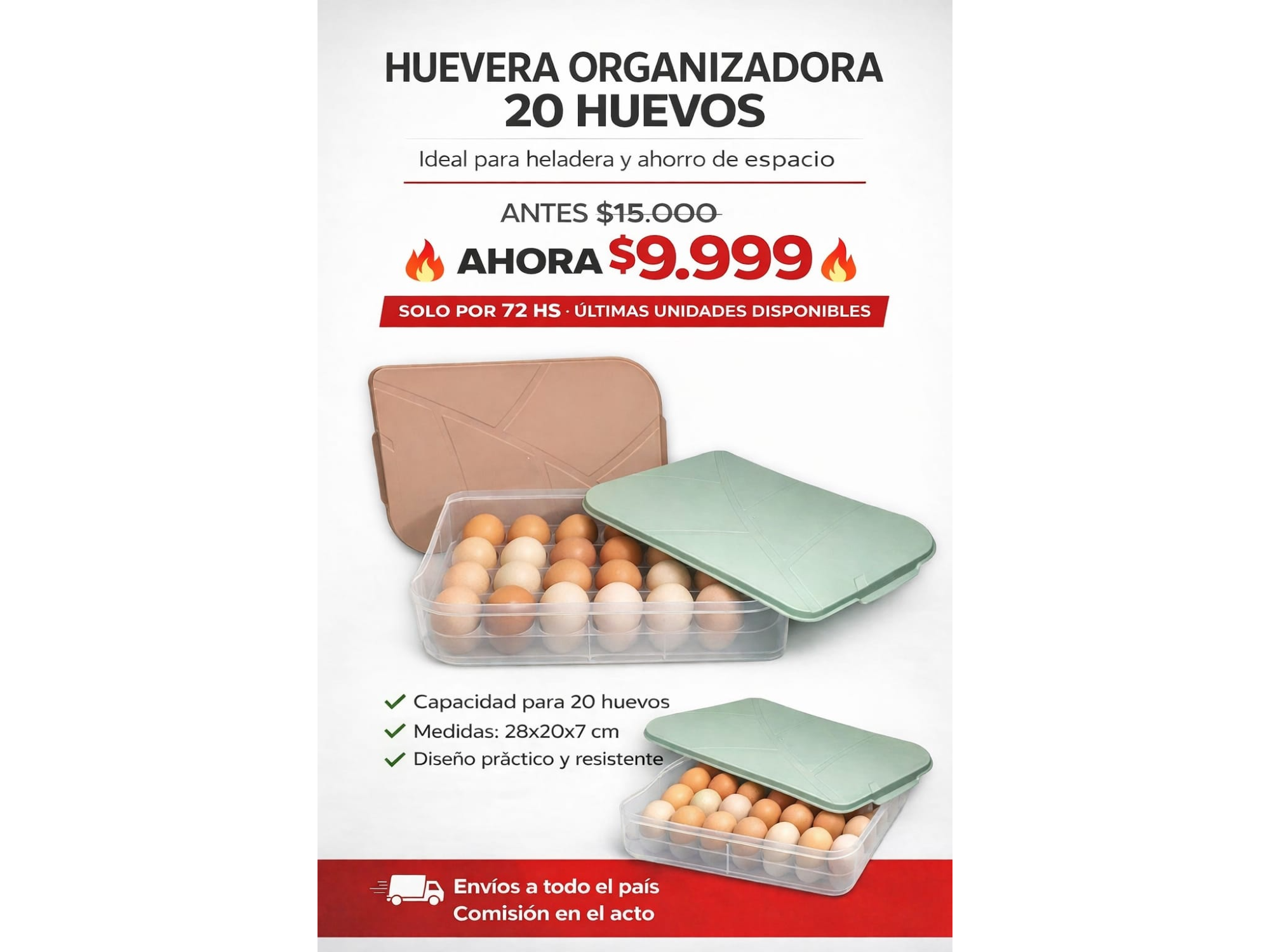 HUEVERA ORGANIZADORA 20 HUEVOS