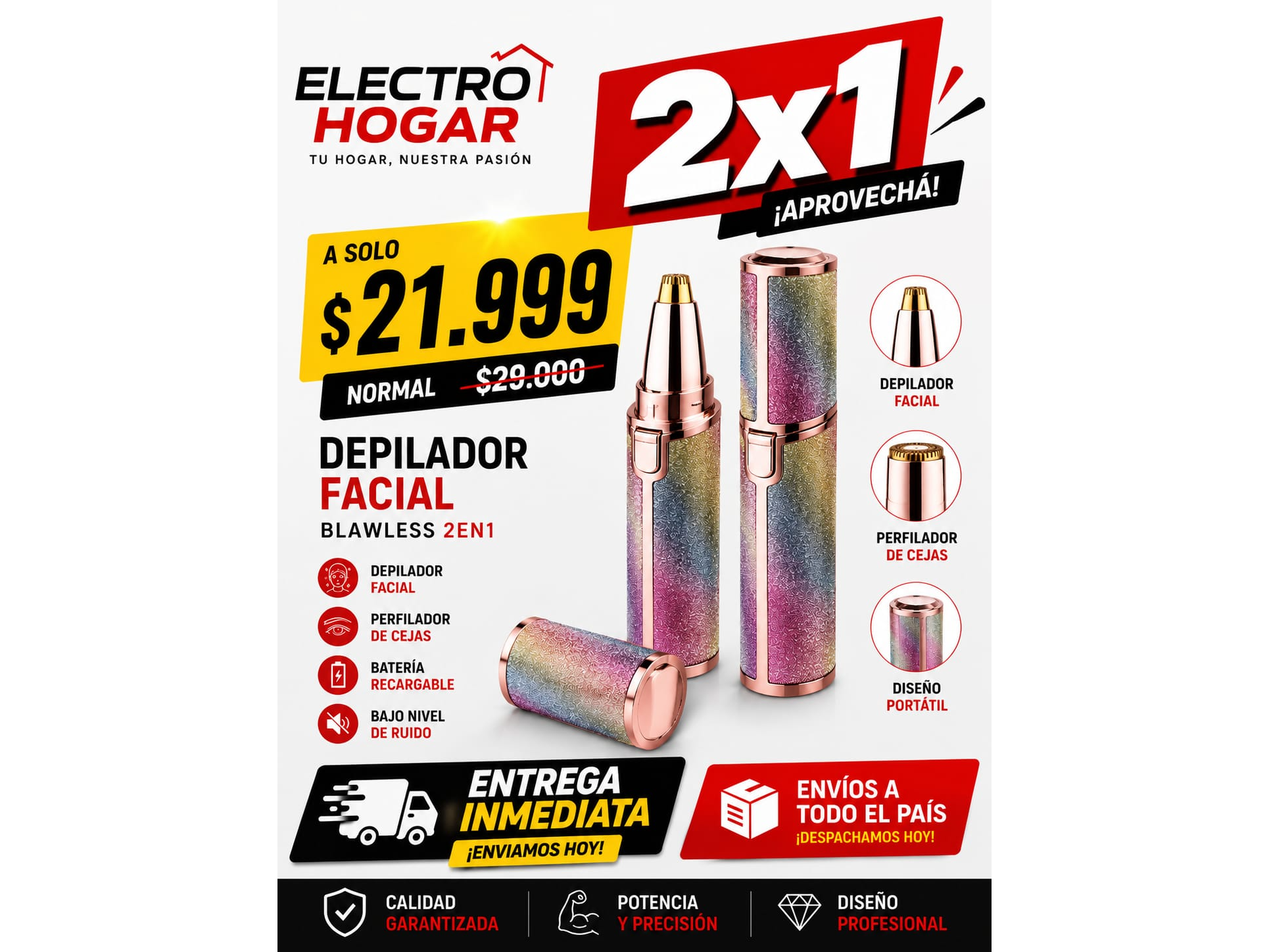 2X1 DEPILADOR FACIAL BLAWLESS 2 EN 1