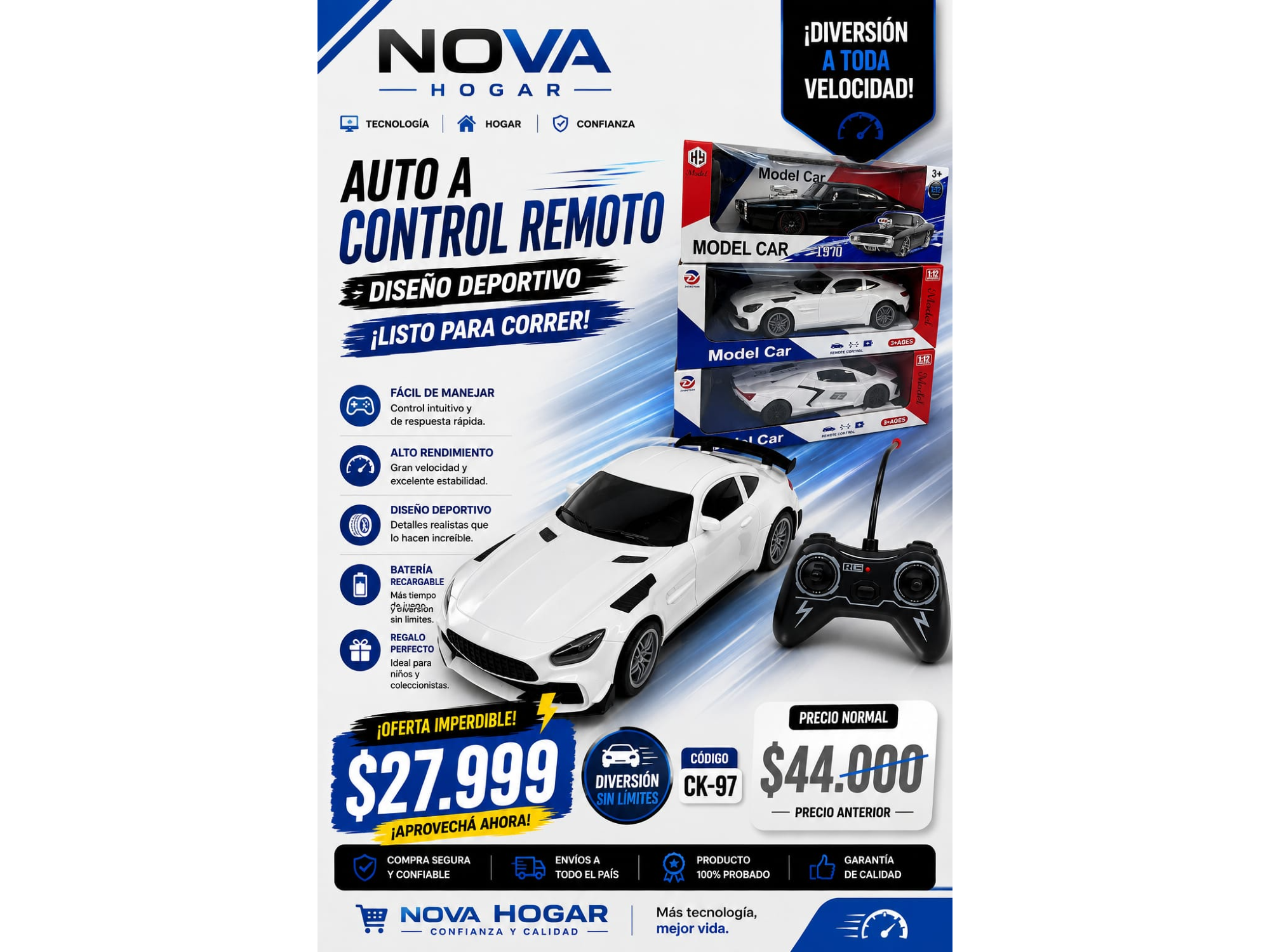 AUTO A CONTROL REMOTO DISEÑO DEPORTIVO(COD:CK-97)