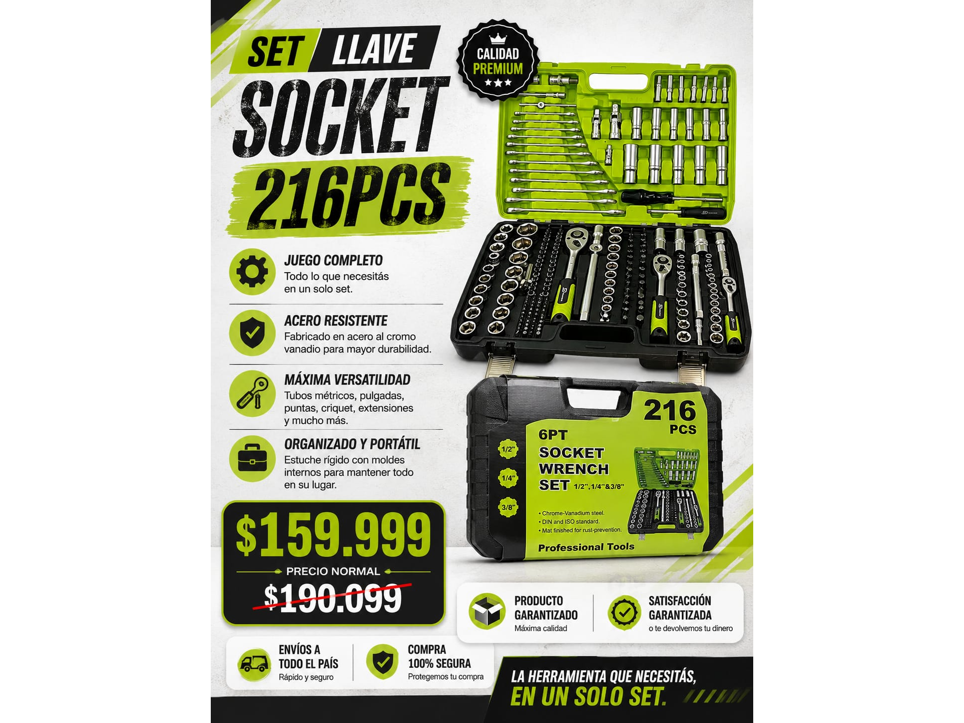 SET LLAVE SOCKET 216 PCS