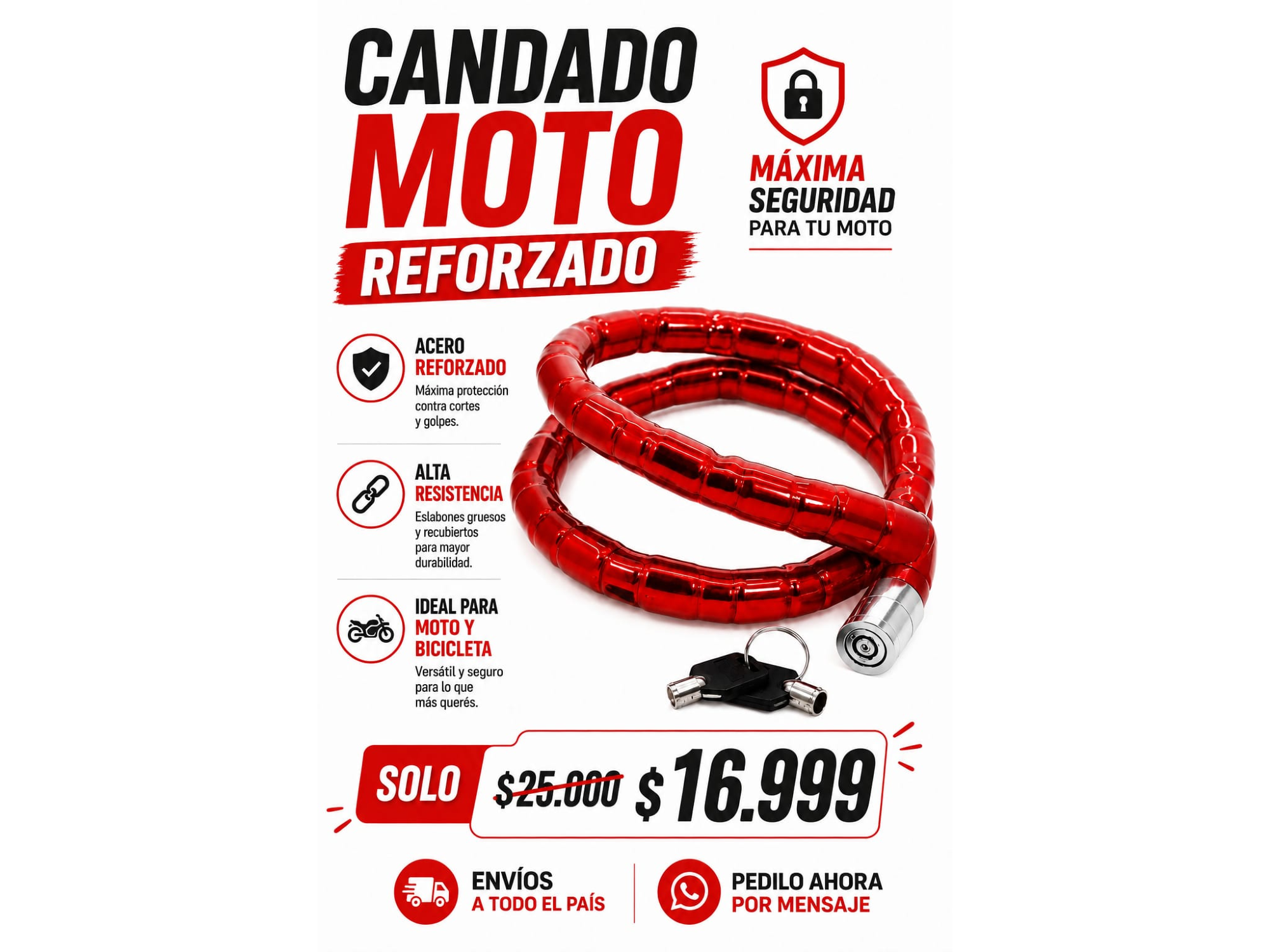 CANDADO MOTO REFORZADO