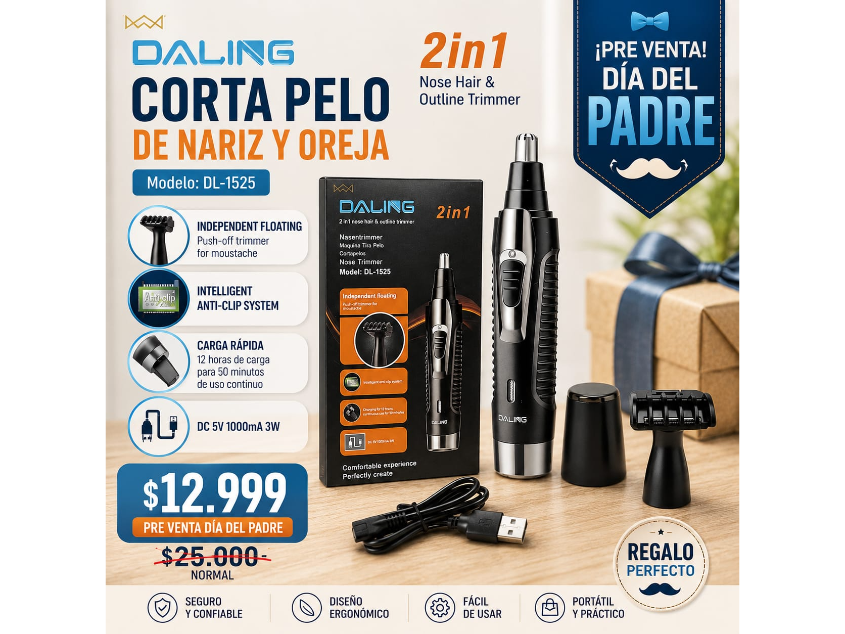 CORTA PELO DE NARIZ Y OREJA MODELO:DL-1525