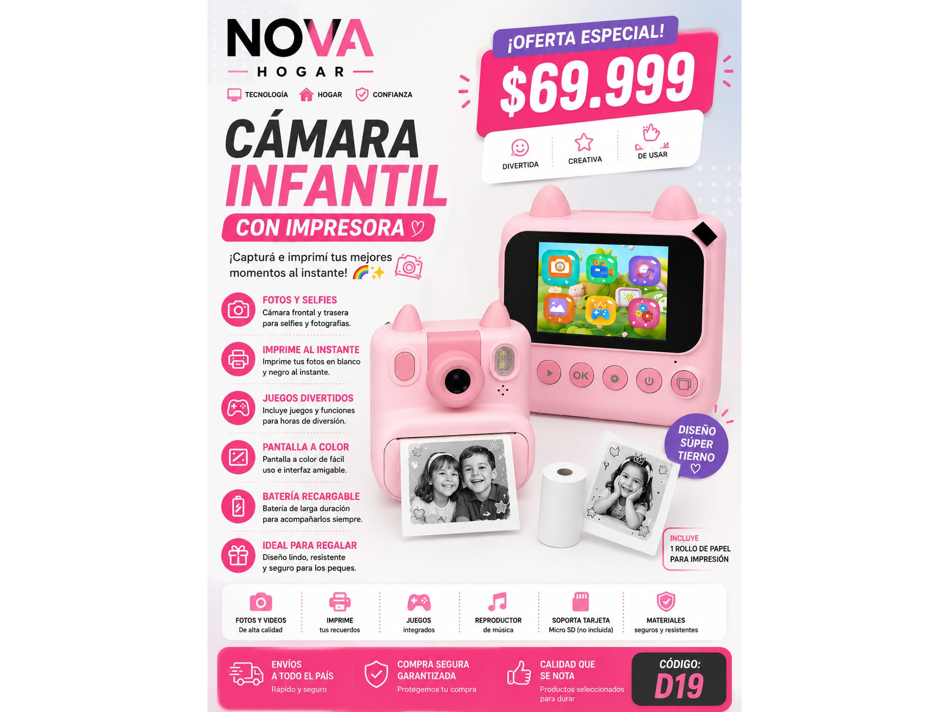 CAMARA INFANTIL CON IMPRESORA(D19)
