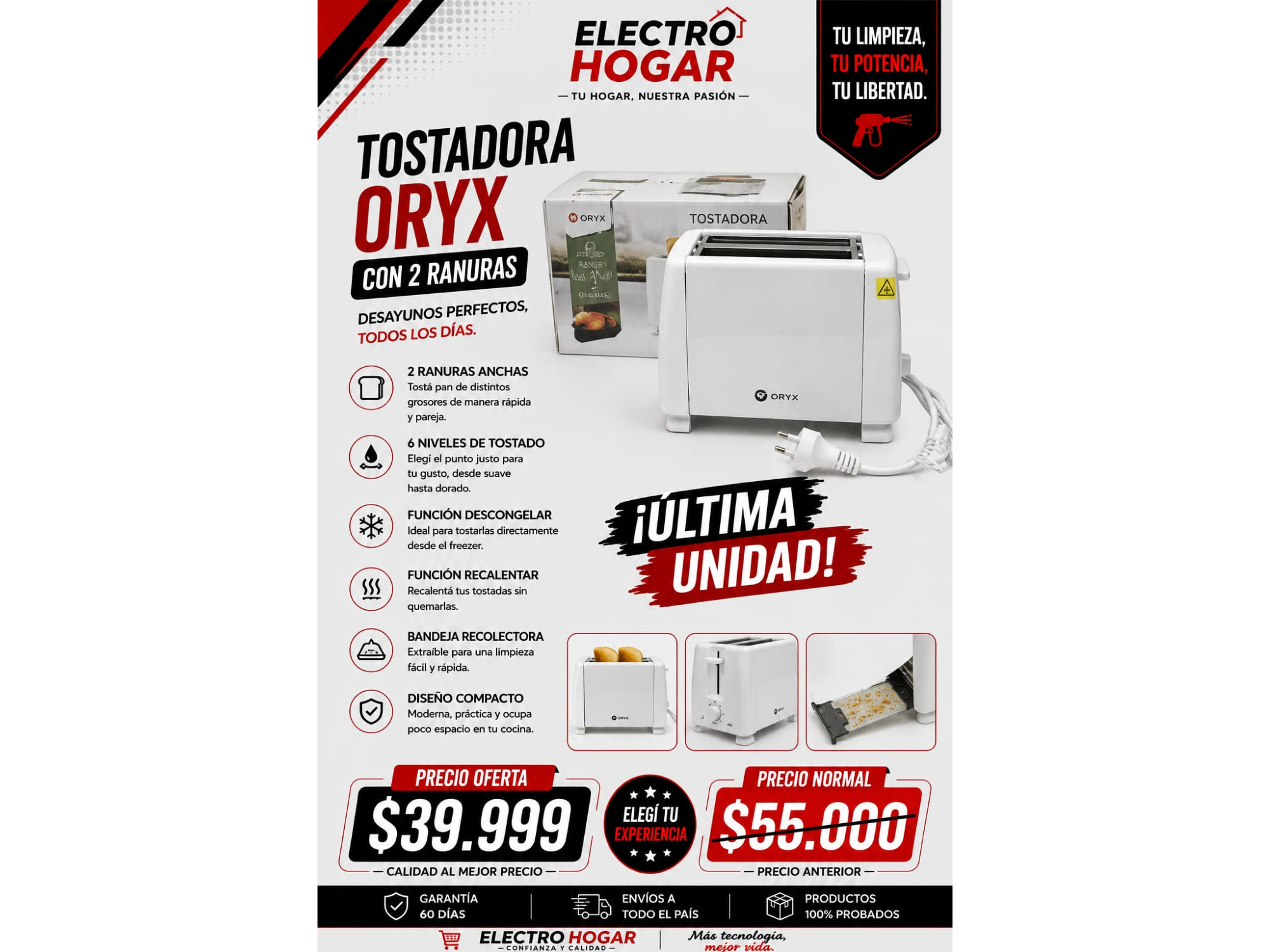 TOSTADORA ORYX CON 2 RANURAS