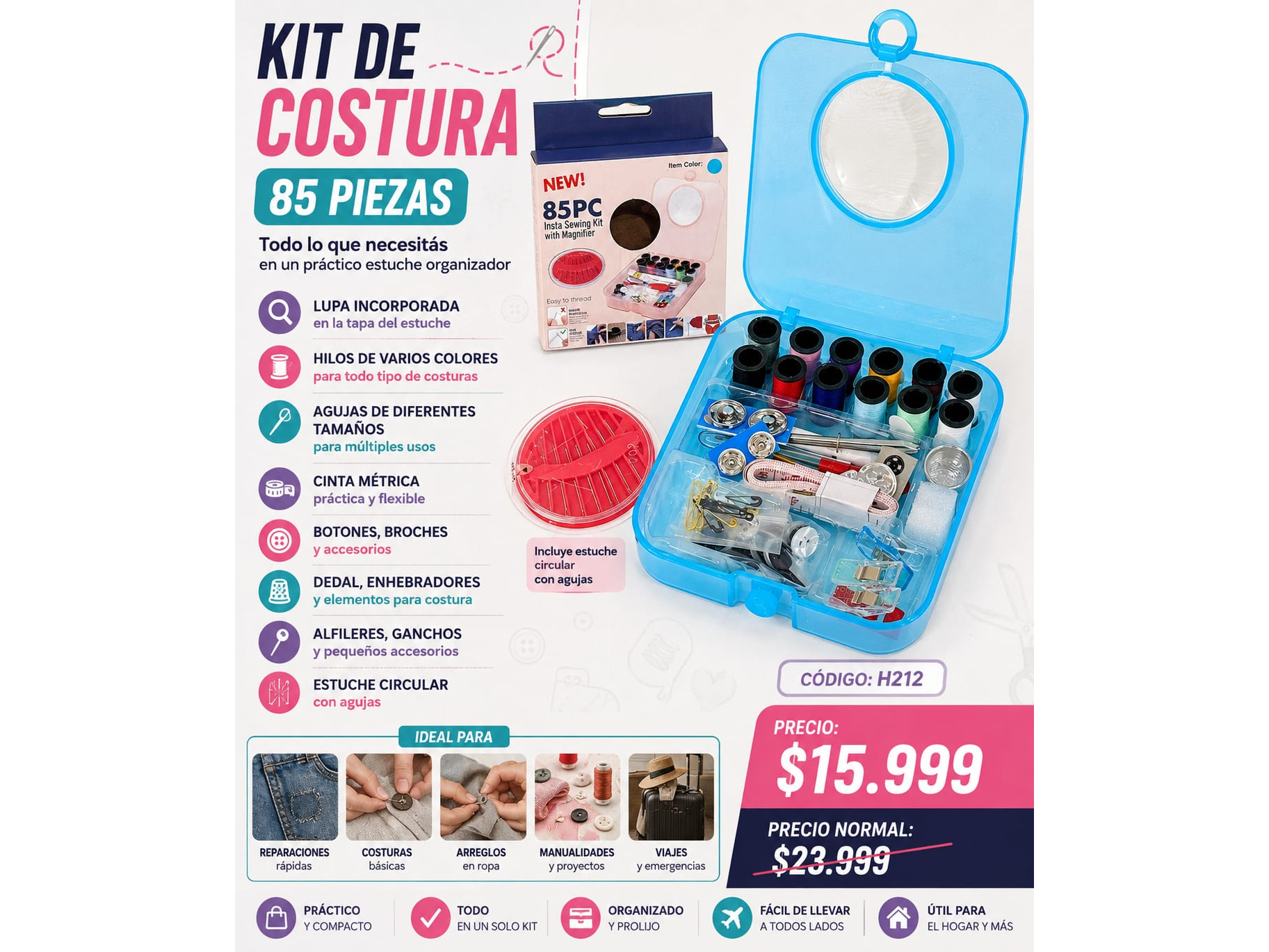 KIT DE COSTURA 85 PIEZAS(COD:H212
