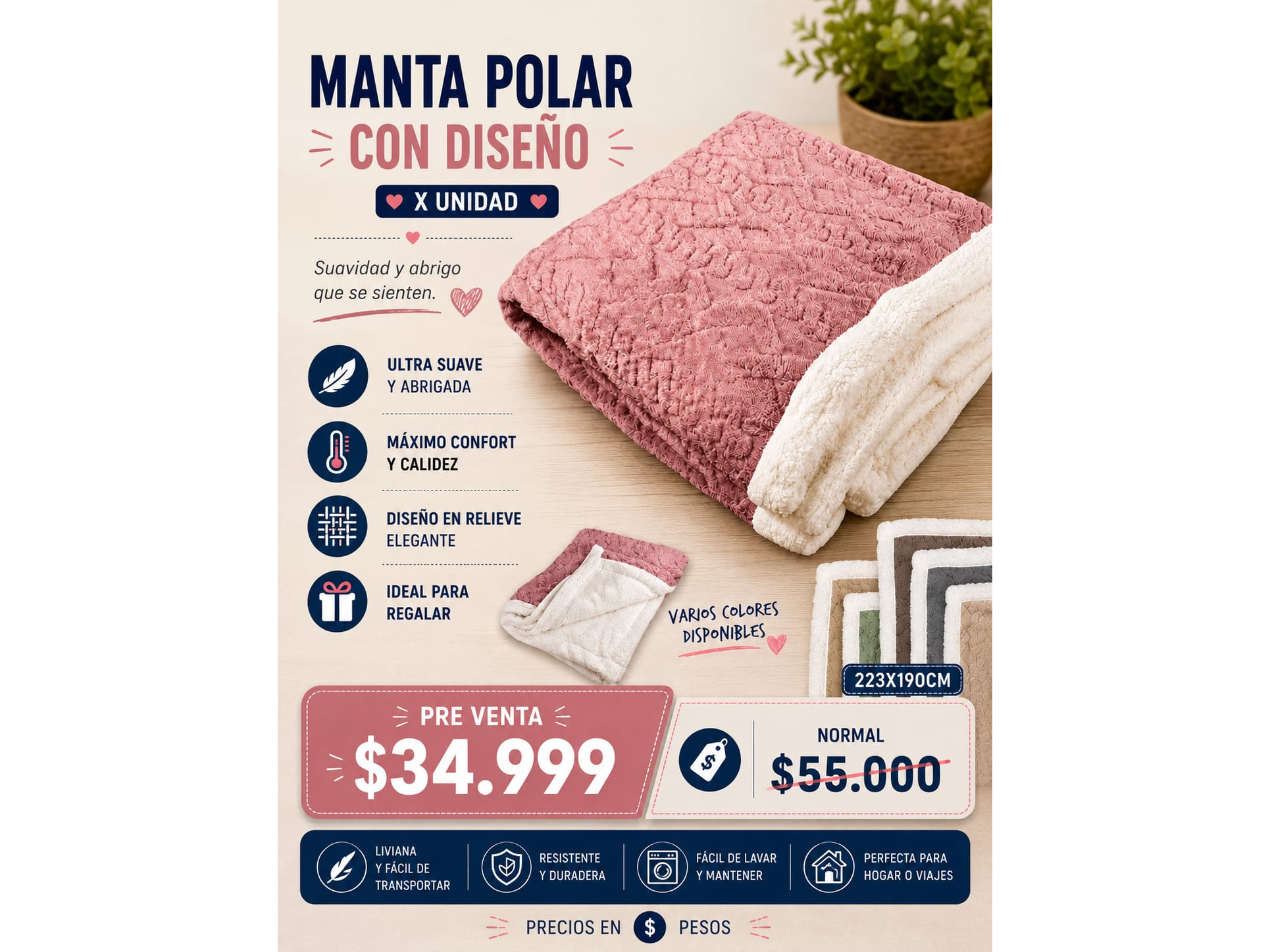 MANTA POLAR CON DISEÑO