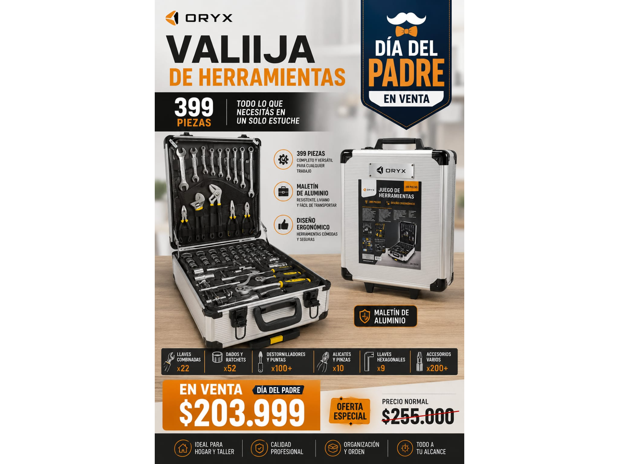 VALIJA DE HERRAMIENTAS 399 PIEZAS