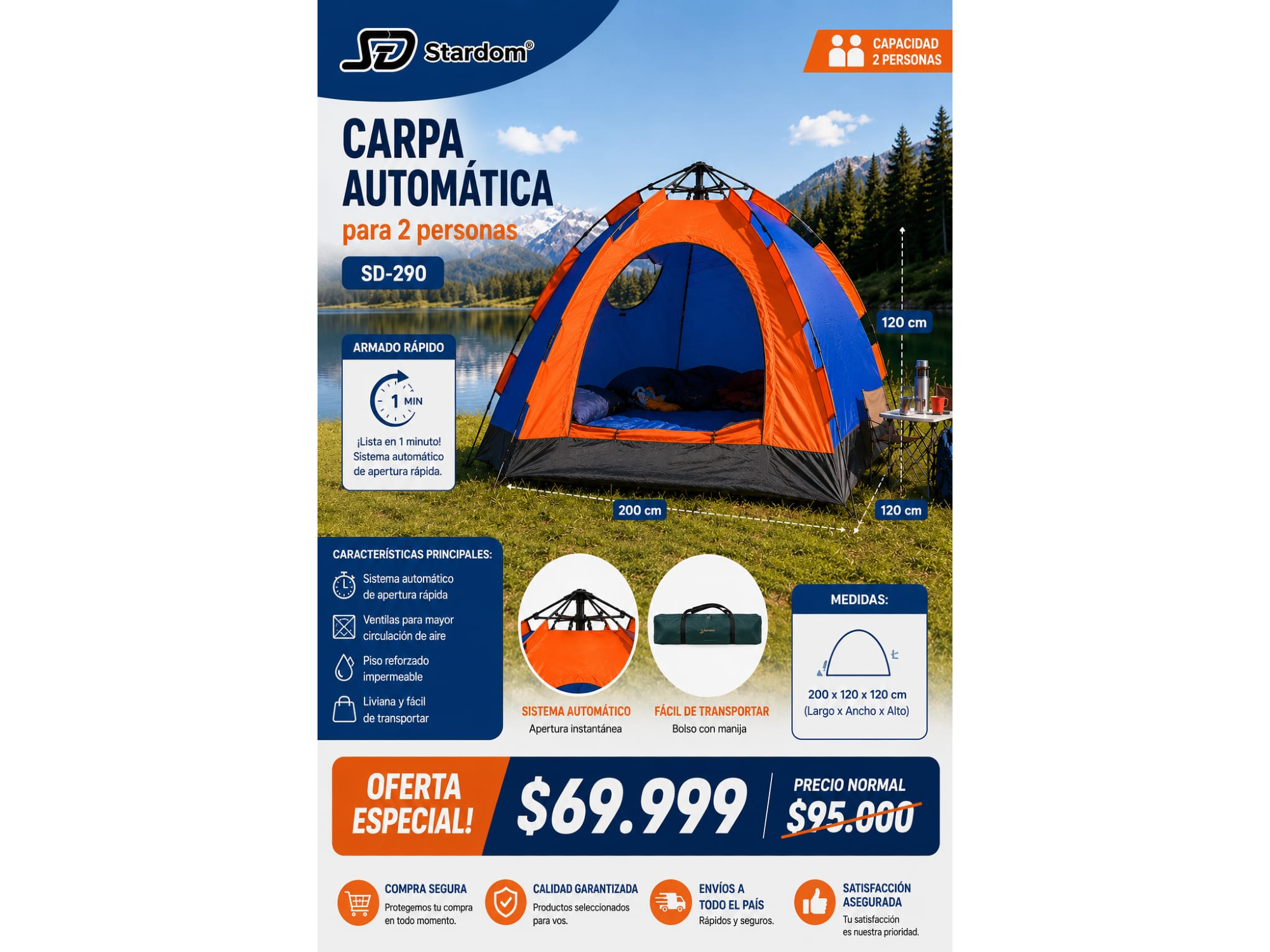 CARPA AUTOMÁTICA PARA 2 PERSONAS (SP-290)