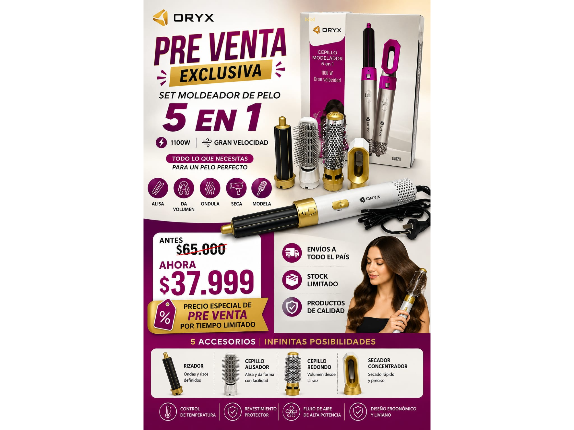 SET MODELADOR DE PELO 5 EN1