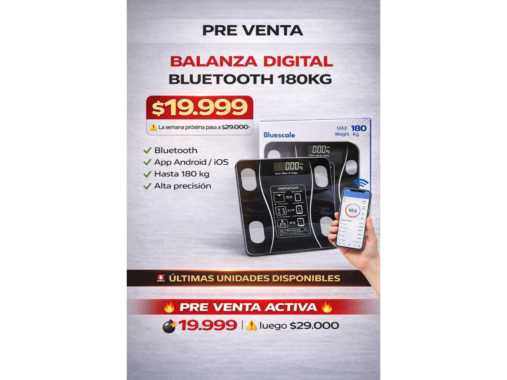 BALANZA DIGITAL BT 180KG