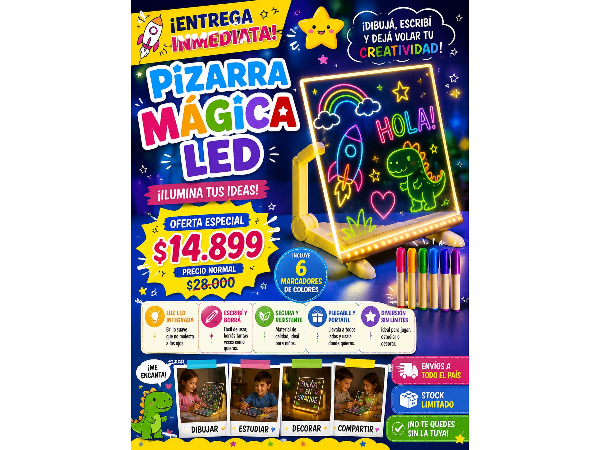 PIZARRA MAGICA CON MARCADORES(2030)