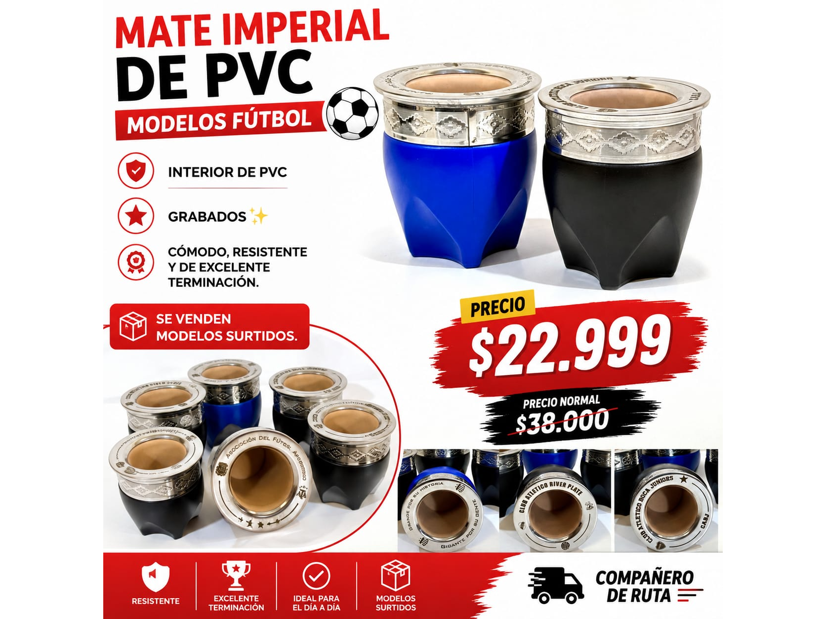 MATE IMPERIAL DE PVC MODELOS FÚTBOL