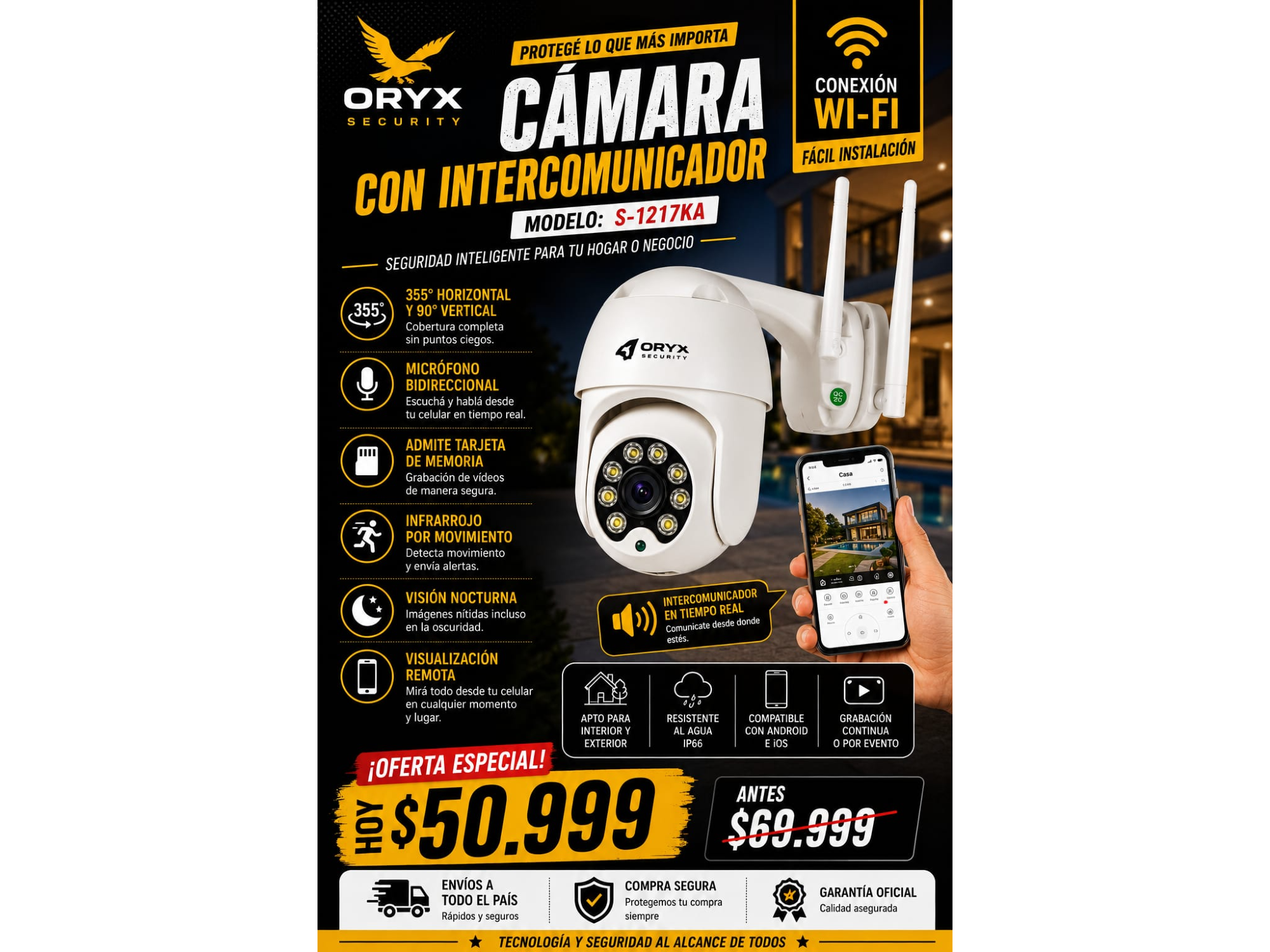 CÁMARA CON INTERCOMUNICADOR MODELO S-1217KA