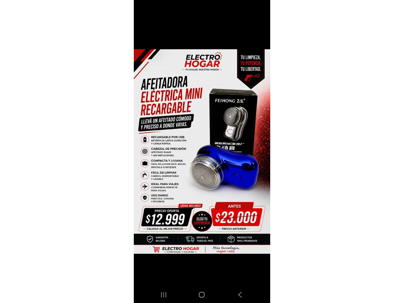 AFEITADORA ELECTRICA MINI RECARGABLE