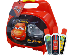 97563 - Valijita-Set de Baño Cars (Perfume, Shampoo, Espuma de Baño, 16 Stickers)