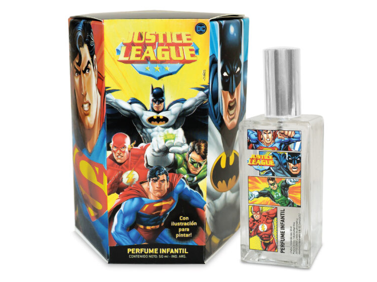 45807 - Perfume Infantil Justice League hexagonal con interior para pintar x 50 ml