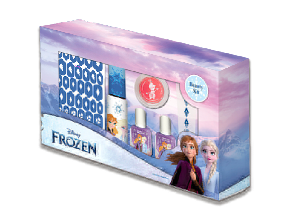 43582 Beauty Kit Frozen II (2 esmaltes+decorador+lip gloss,lip balm+stencil