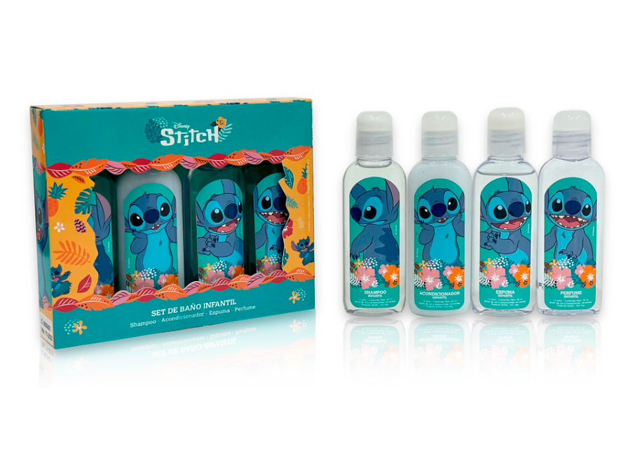 97655 - Set de baño shampoo/ acond/ perfume+ espuma de baño Stitch