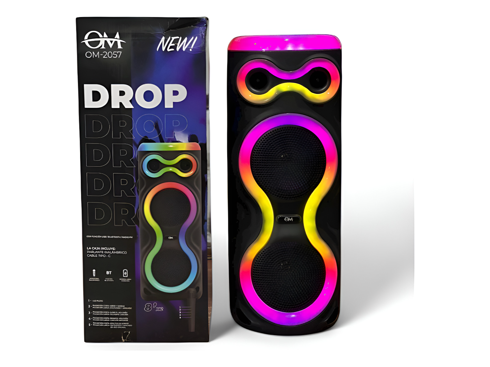 Torre parlante 2 x 8" - Con micrófono - Drop