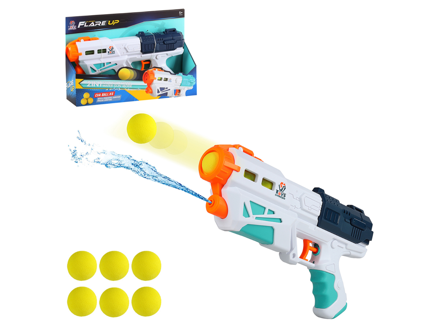Pistola 2 en 1 lanza agua + pelotas